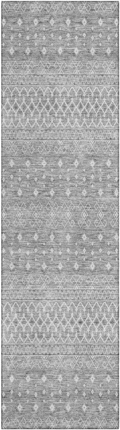 Silver Flat Woven Synthetic Indoor Outdoor Runner Rug