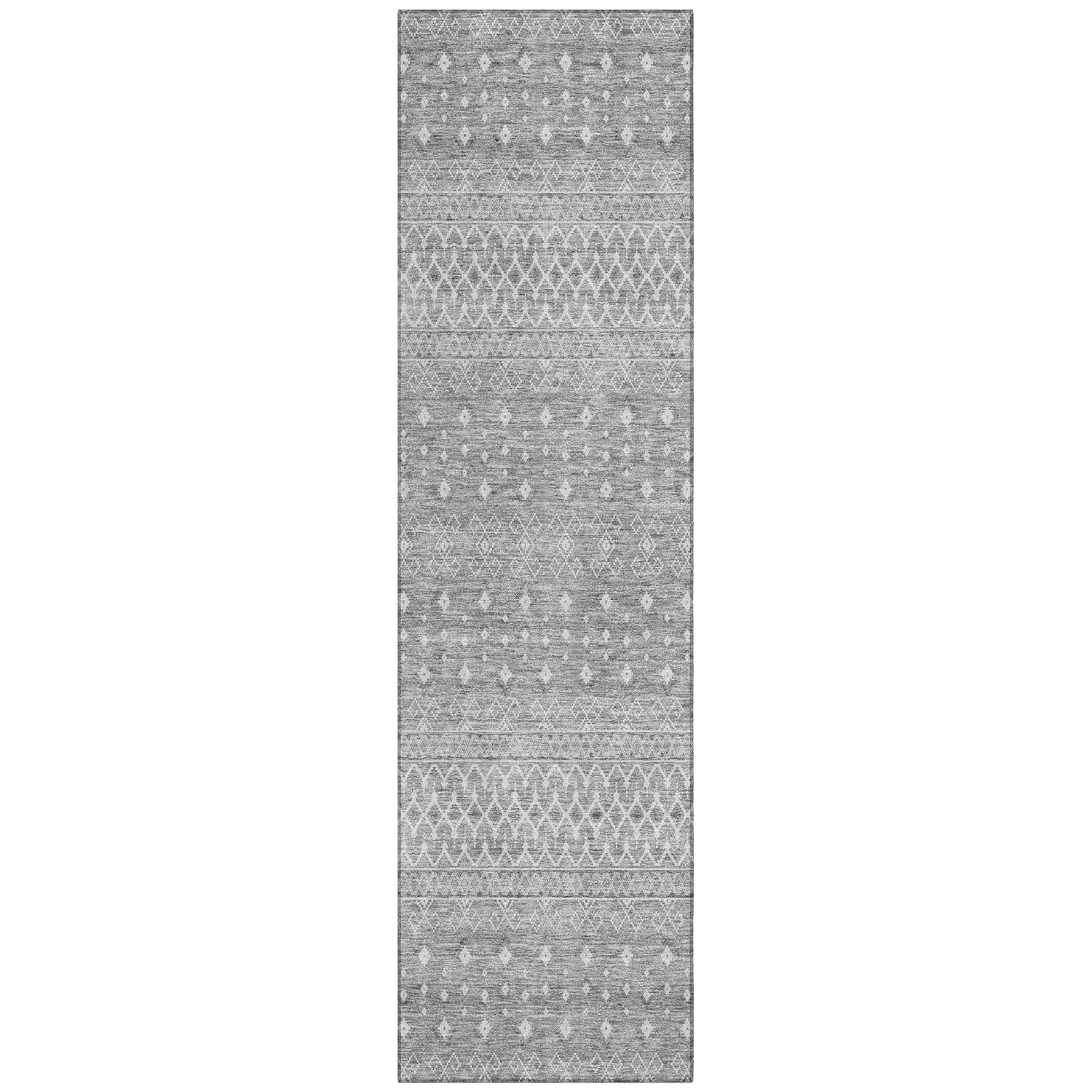 Silver Flat Woven Synthetic Indoor Outdoor Runner Rug