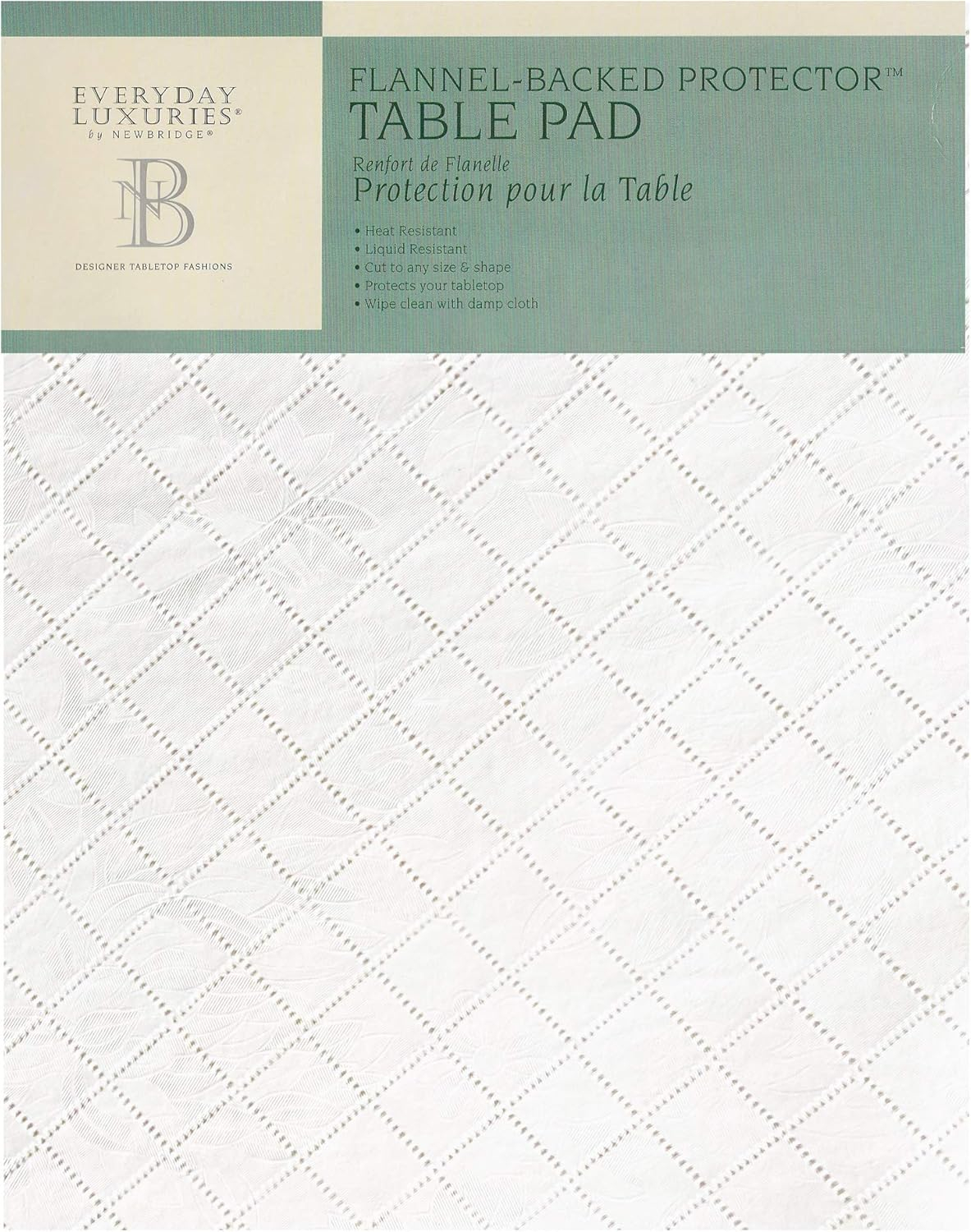 52 inch Round Embossed Vinyl Cut to Size Dining Table Pad Protector with Flannel Backing