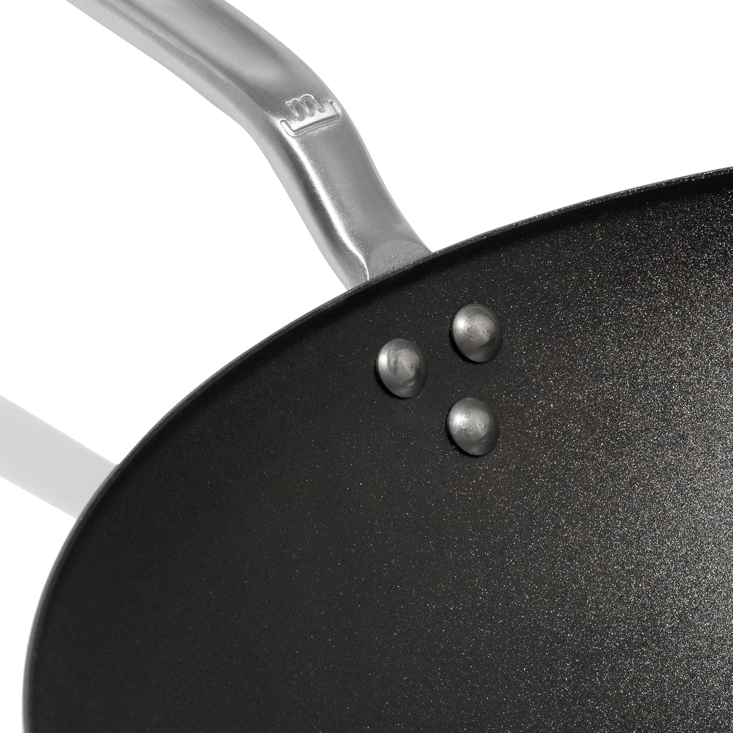 13" Gray Carbon Steel Wok with Stainless Steel Handle