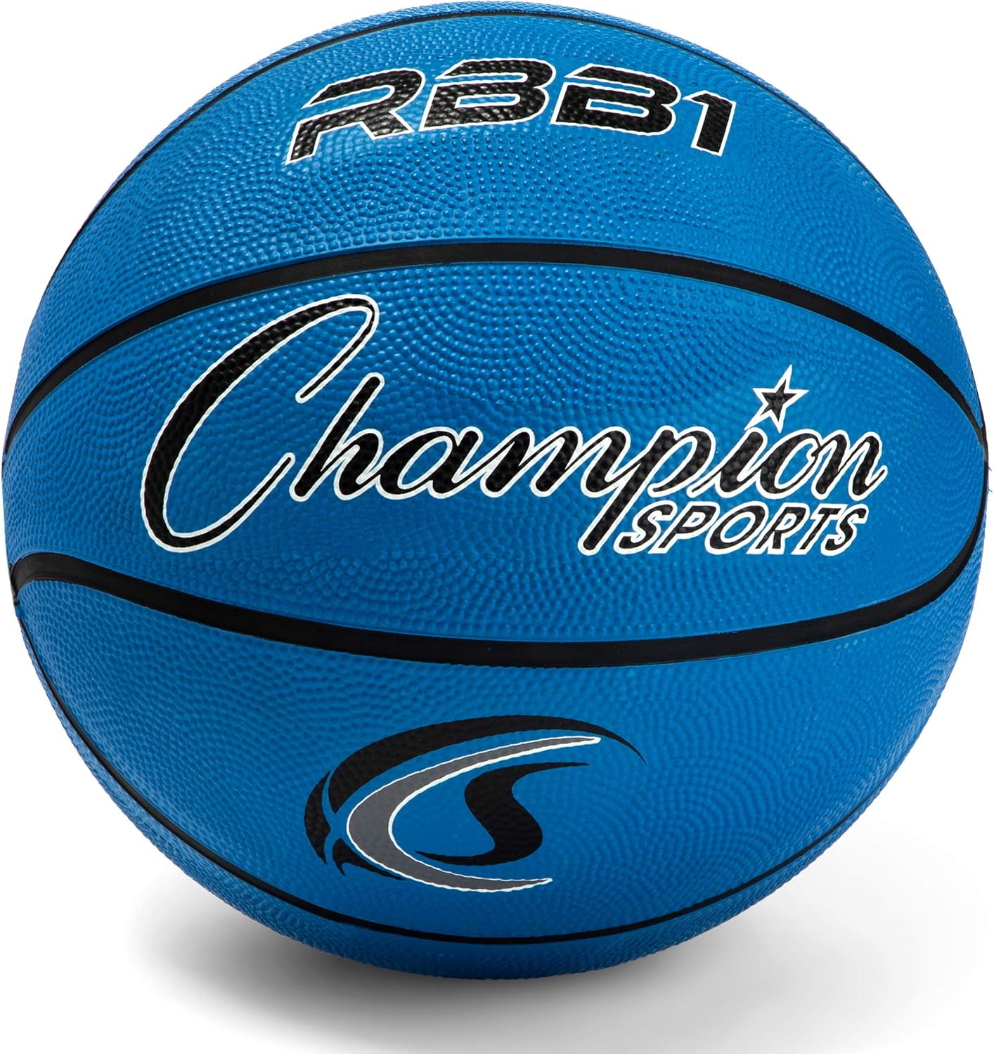Champion Sports Rubber Official Basketball, Heavy Duty - Pro-Style Basketballs, and Sizes - Premium Basketball Equipment, Indoor Outdoor - Physical Education Supplies (Size 7, Blue)