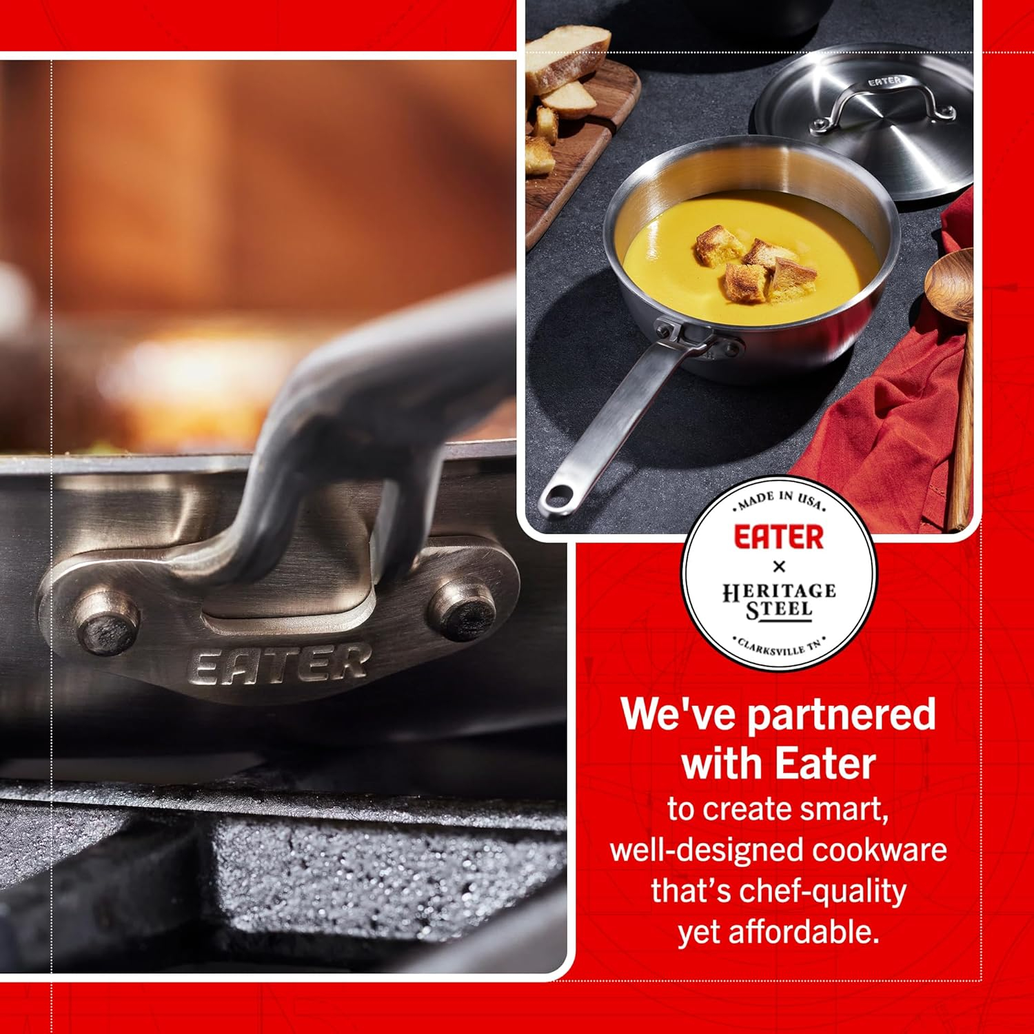 Heritage Steel Eater Series 8 Piece Core Set | Made in USA | 5 Ply Fully Clad Stainless Steel Cookware Set | Stay Cool Handle | Induction Ready & Non-Toxic
