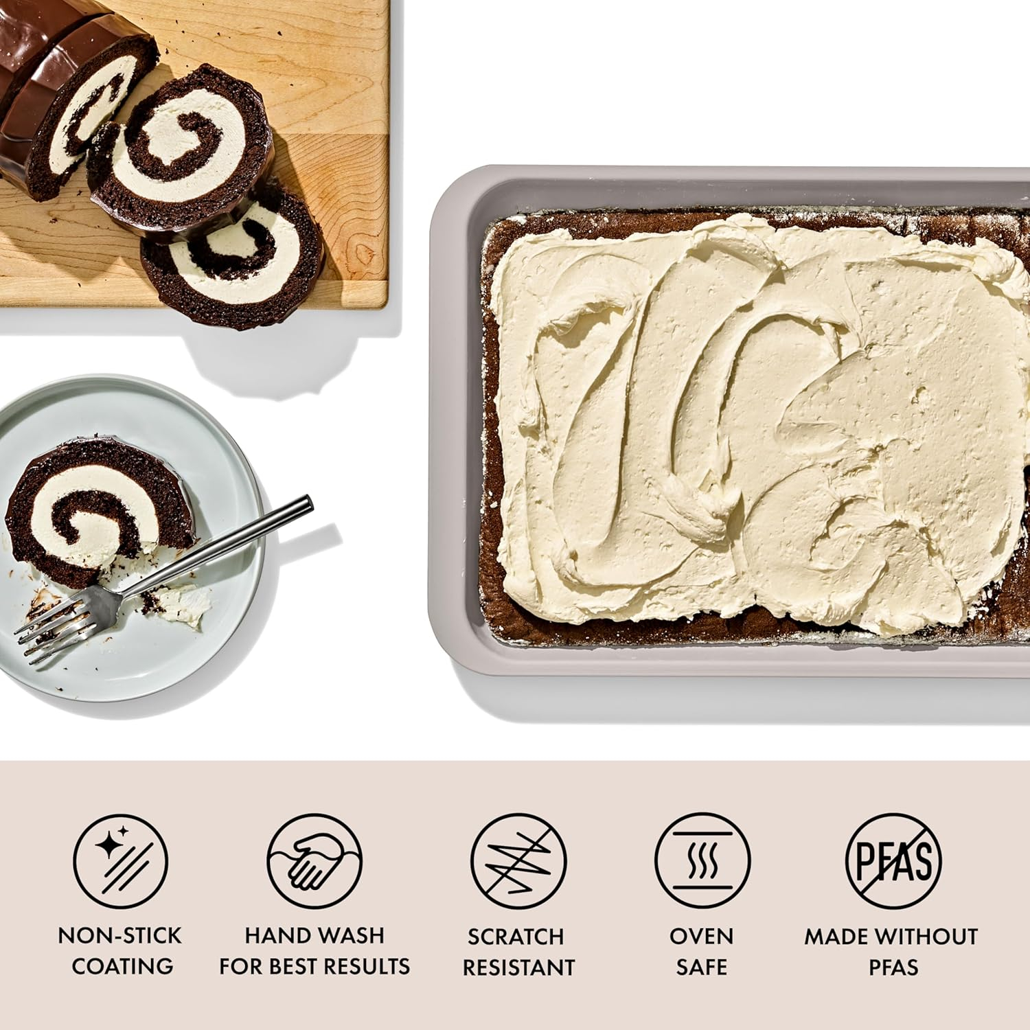 Non-Stick Ceramic Coated Metal Jelly Roll Pan in Biscuit