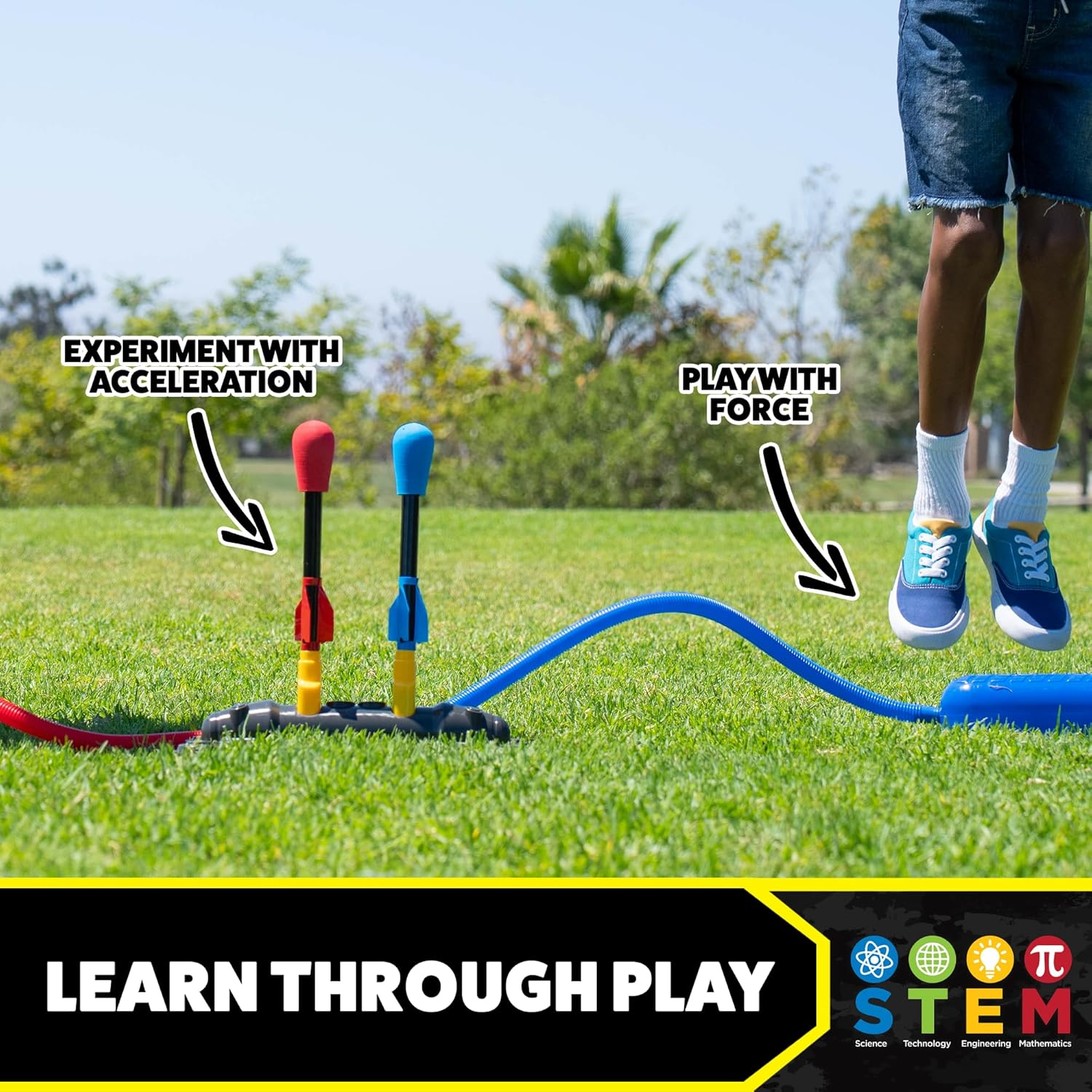 Stomp Rocket Dueling Launcher Set with 8 Red and Blue Foam Rockets