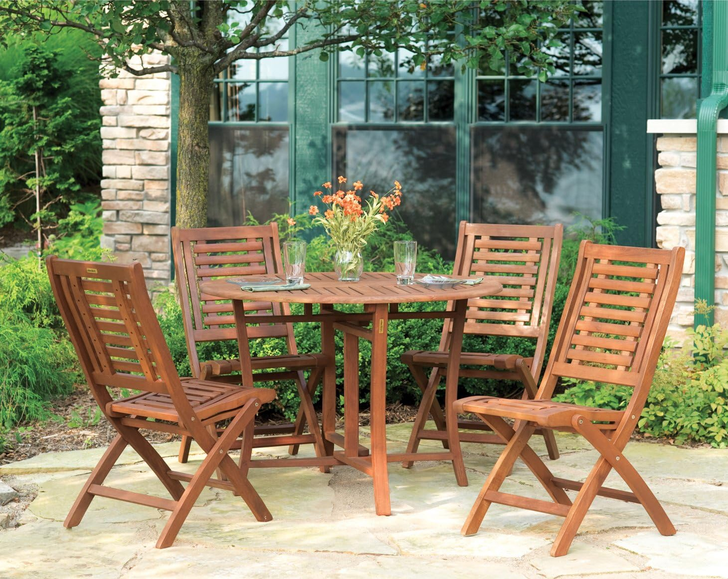 Havenside Home Eilaf 48" Round Eucalyptus Folding Table