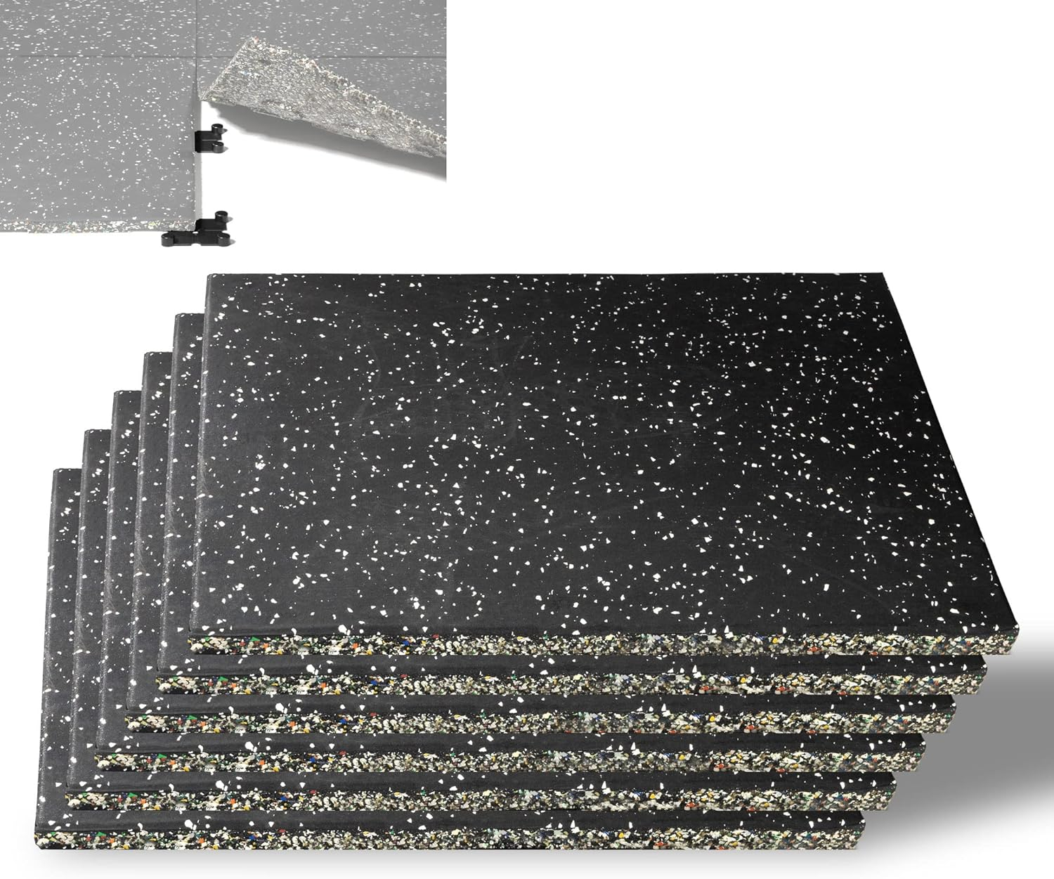 CyclingDeal Pro Quality Gym Workout Tiles Mat - 6pk 20”x20” Interlocking Rubber