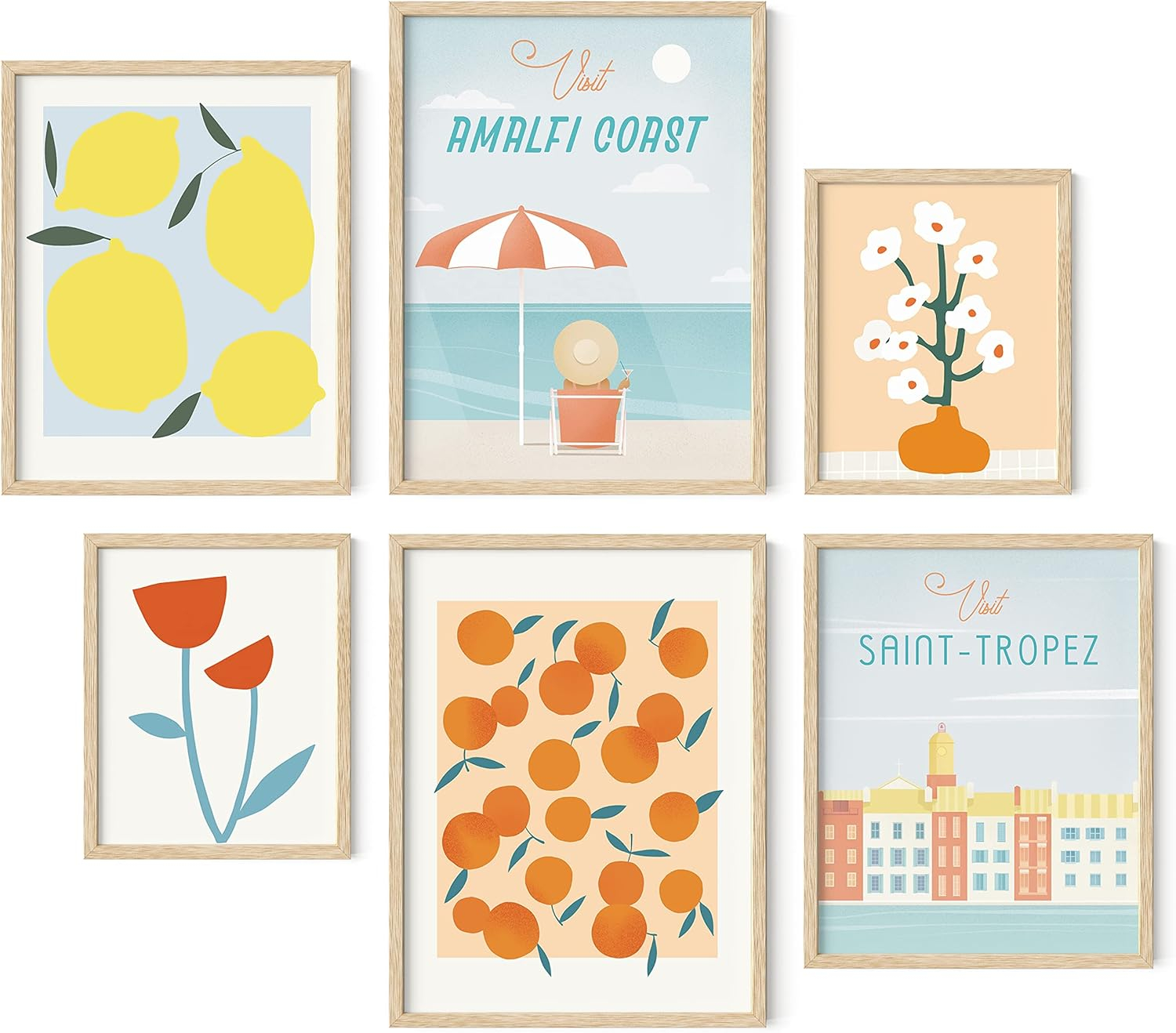 HAUS AND HUES Vintage Travel Posters (Set of 4), Wall Art, Unframed, 12x16 inches, Retro, Italy, Living Room, Bedroom Decor, Watercolor Prints