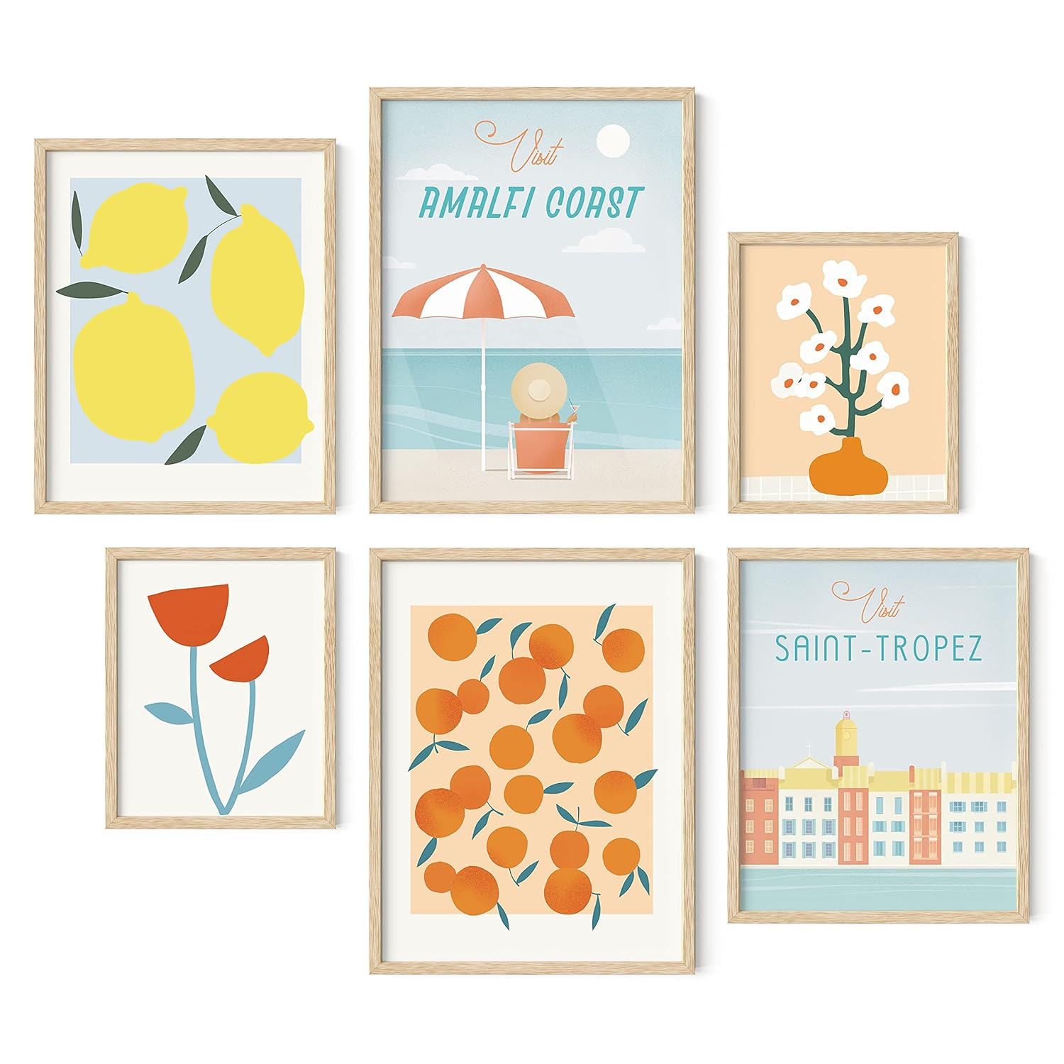 HAUS AND HUES Vintage Travel Posters (Set of 4), Wall Art, Unframed, 12x16 inches, Retro, Italy, Living Room, Bedroom Decor, Watercolor Prints