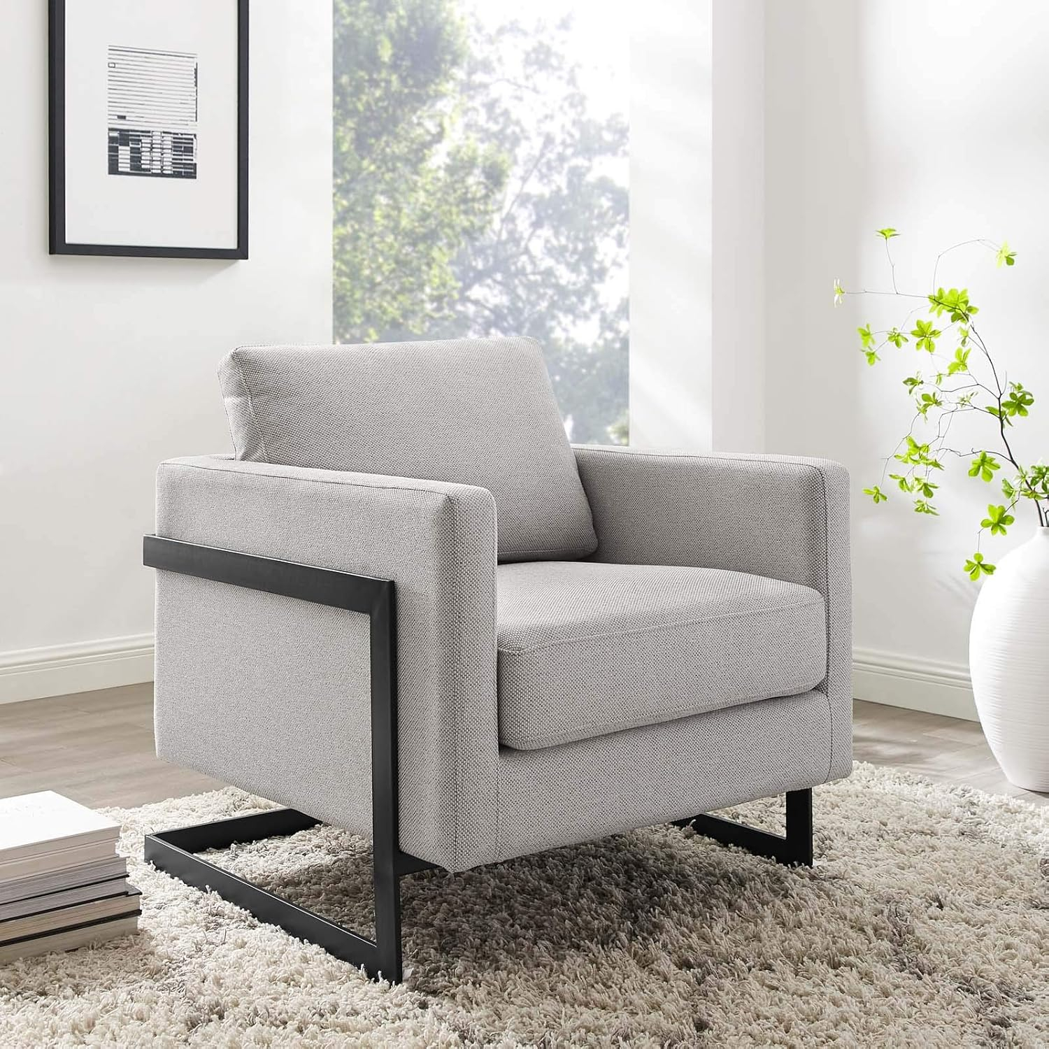 Posse Upholstered Fabric Accent Chair Black Camel