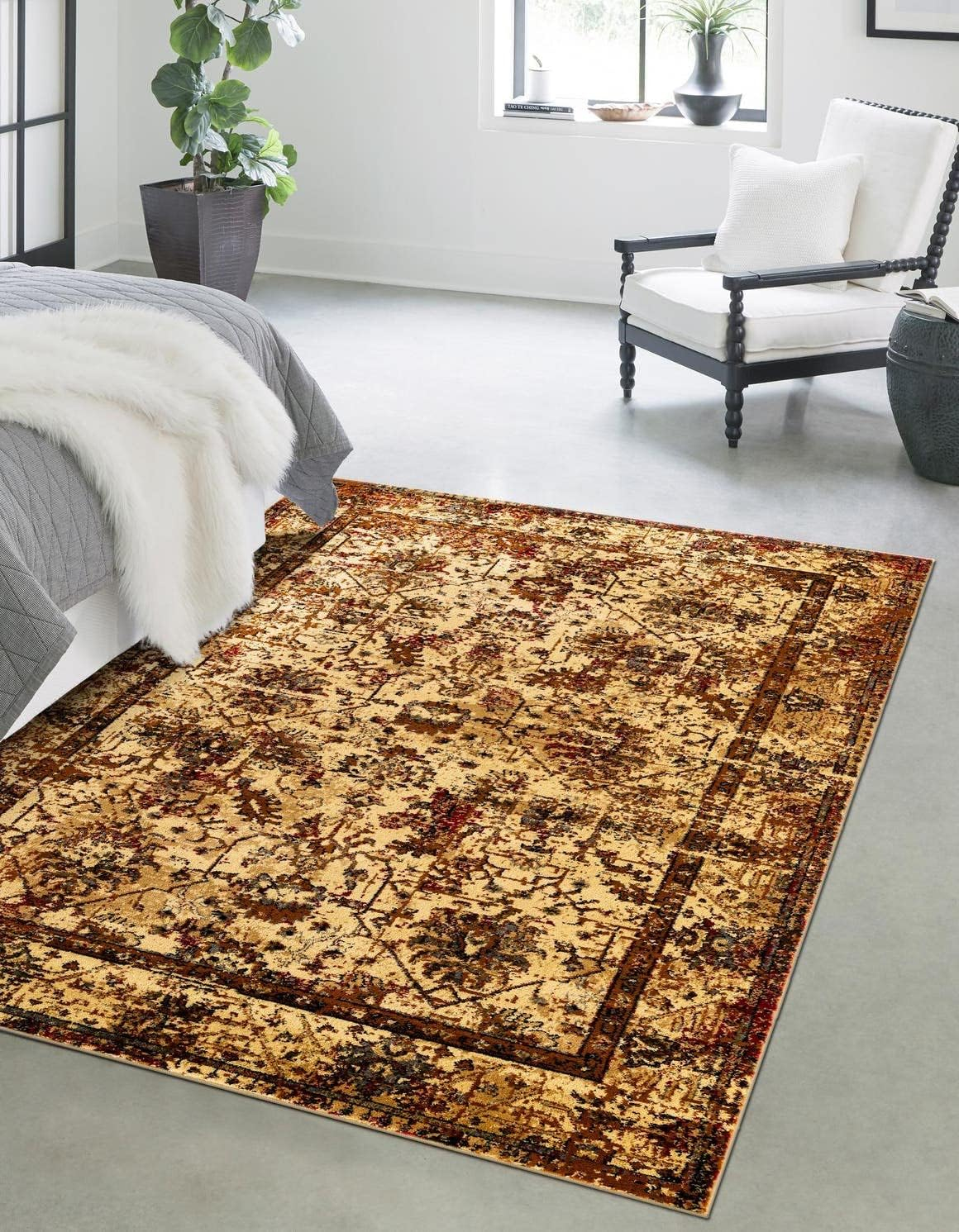 Unique Loom Saturn Collection Area Rug - Ion (9' x 12' Rectangle, Green/ Beige)
