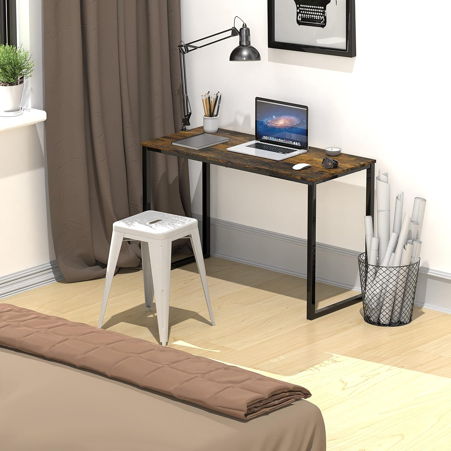 SHW Home Office 32-Inch Computer Desk, Rustic Brown