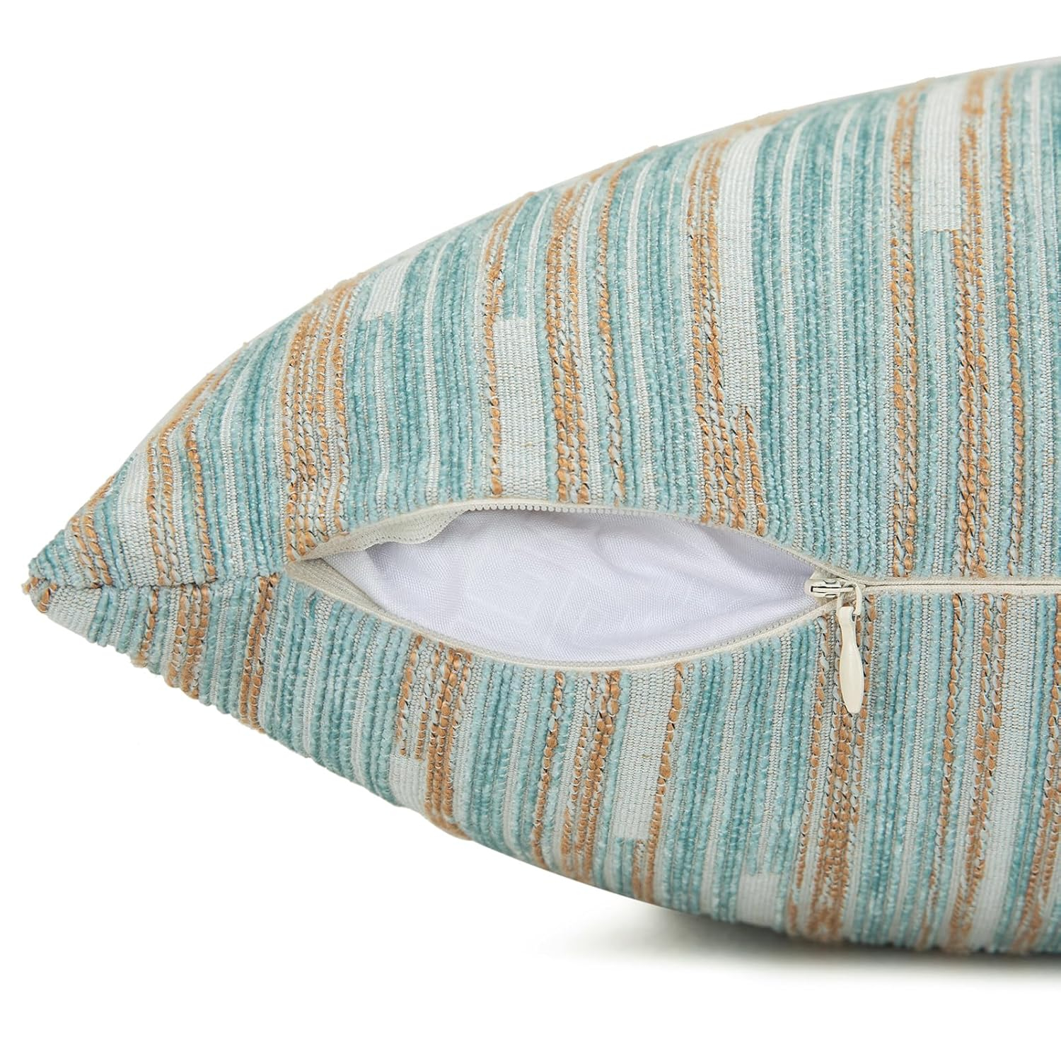 Yeiotsy Pillow Cases Blue, Pack of 2, Decorative Throw Pillow Covers Striped Bohemia Couch Cushion Covers for Sofa Home Decor (Light Blue, 18 X 18 Inches)