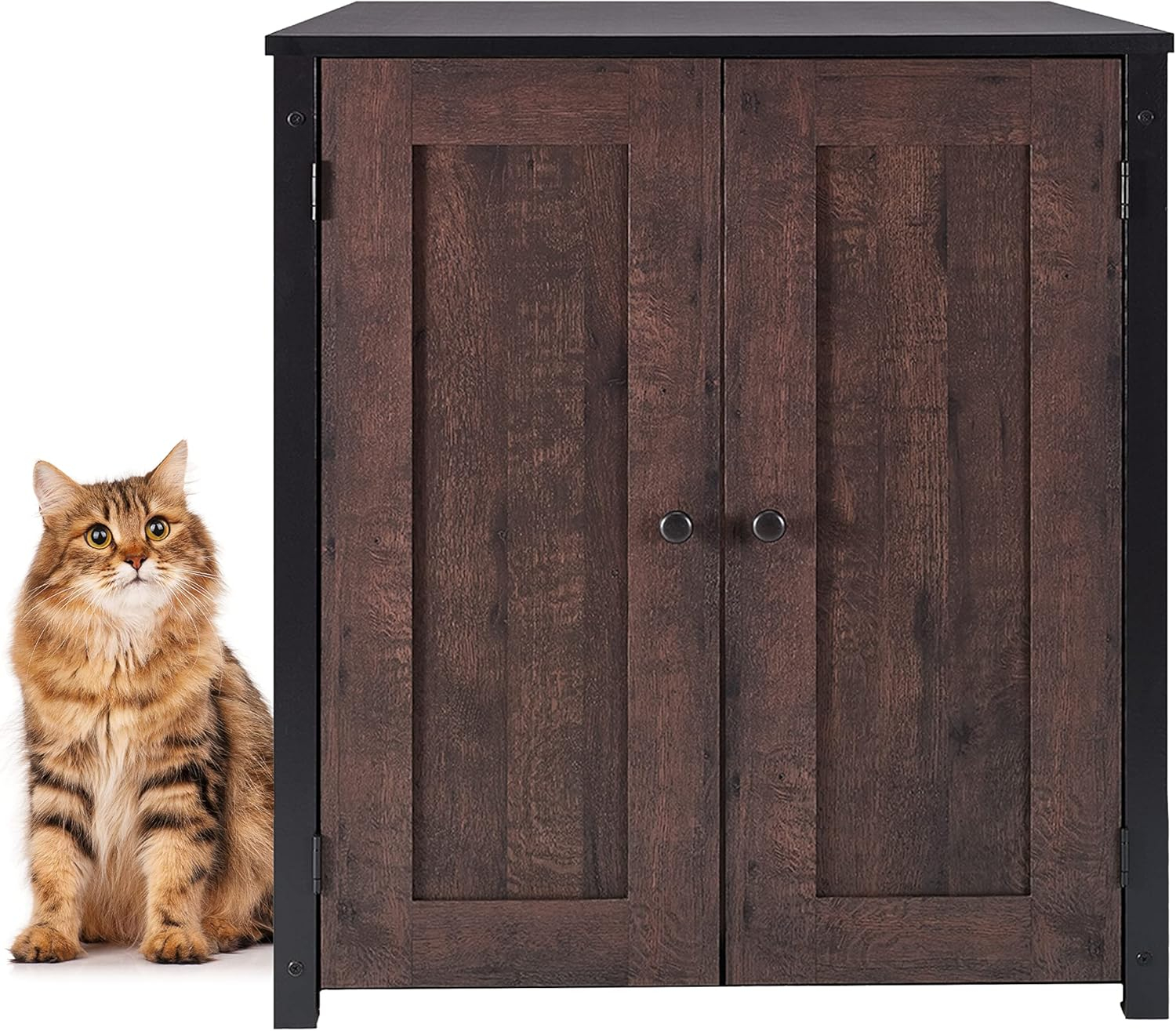Litter-Robot Storage Cabinet and Litter Box Enclosure by Whisker, Coffee Oak Finish, 30.7" W x 28.1" D x 34.3" H, Stylish and Durable Hidden Litter Box Furniture