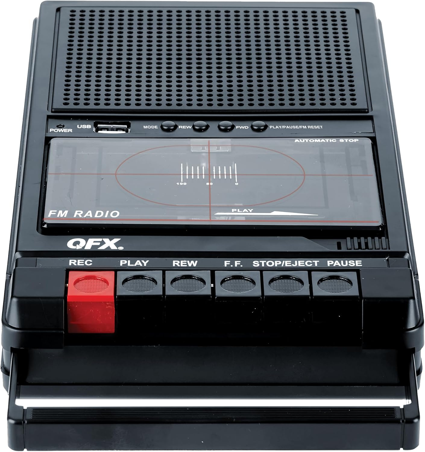 QFX Retro-39BT Shoebox-Style Cassette Player/Recorder with Bluetooth, FM Radio, USB input, Black