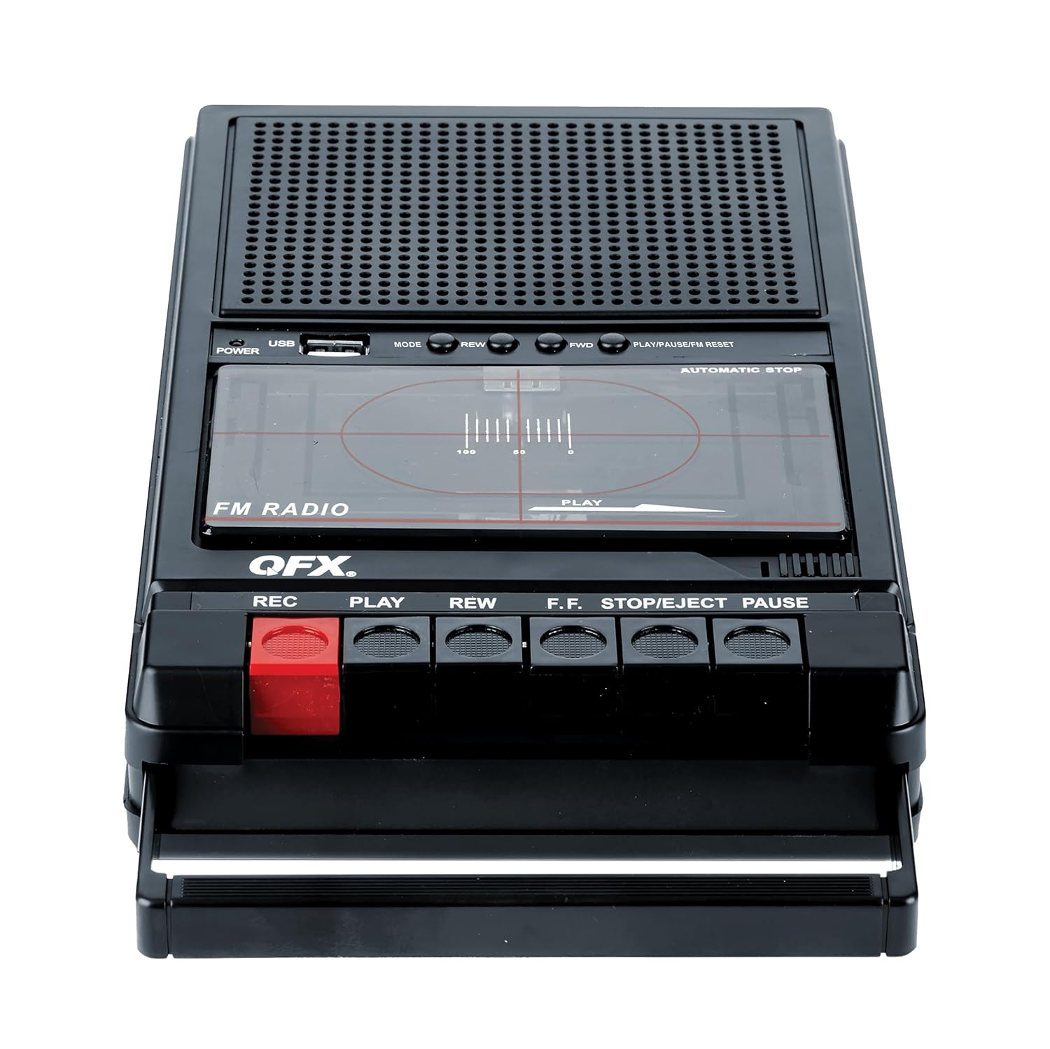QFX Retro-39BT Shoebox-Style Cassette Player/Recorder with Bluetooth, FM Radio, USB input, Black