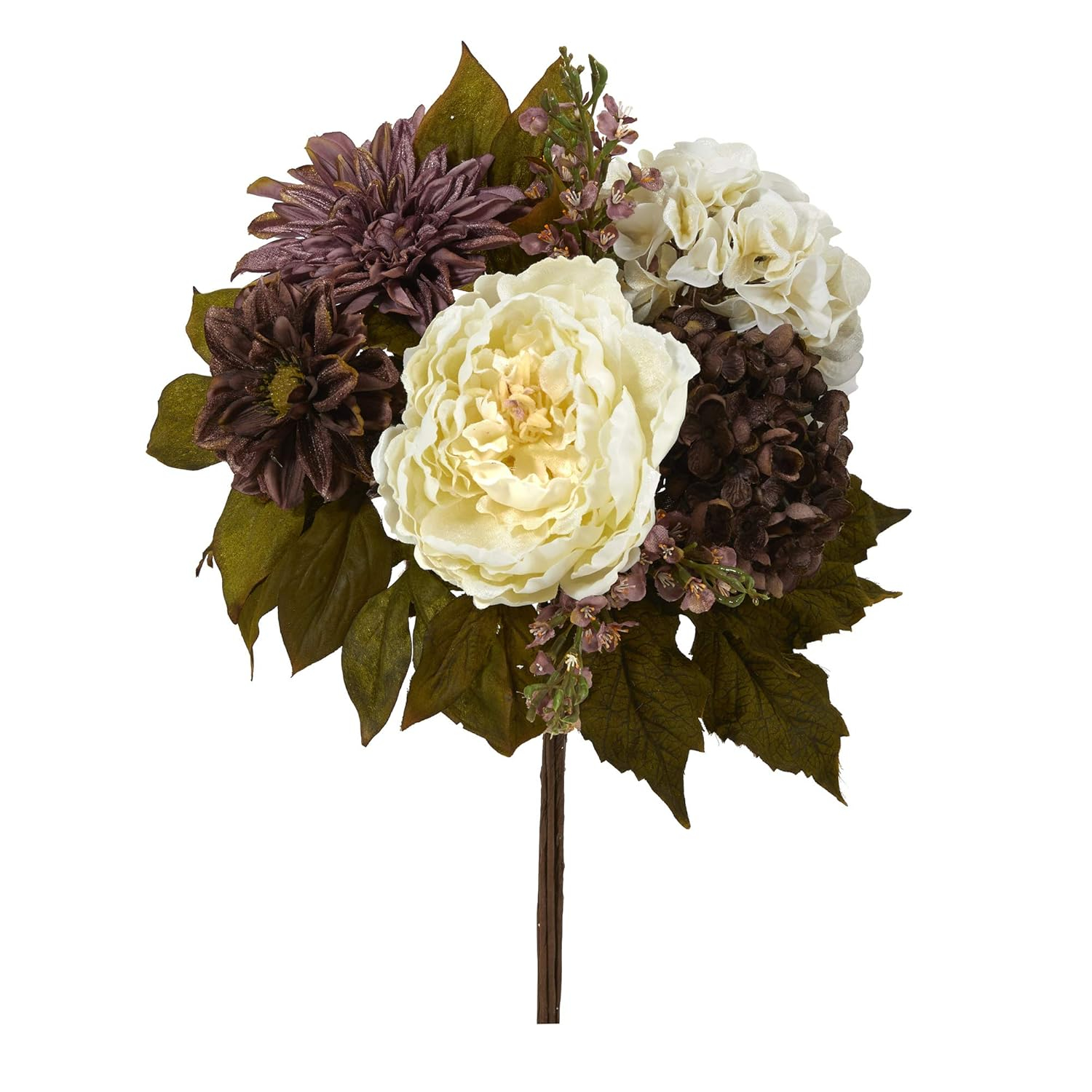 Nearly Natural Peony, Hydrangea and Dahlia Artificial Flower Bouquet (Set of 2)-Size:9 inch