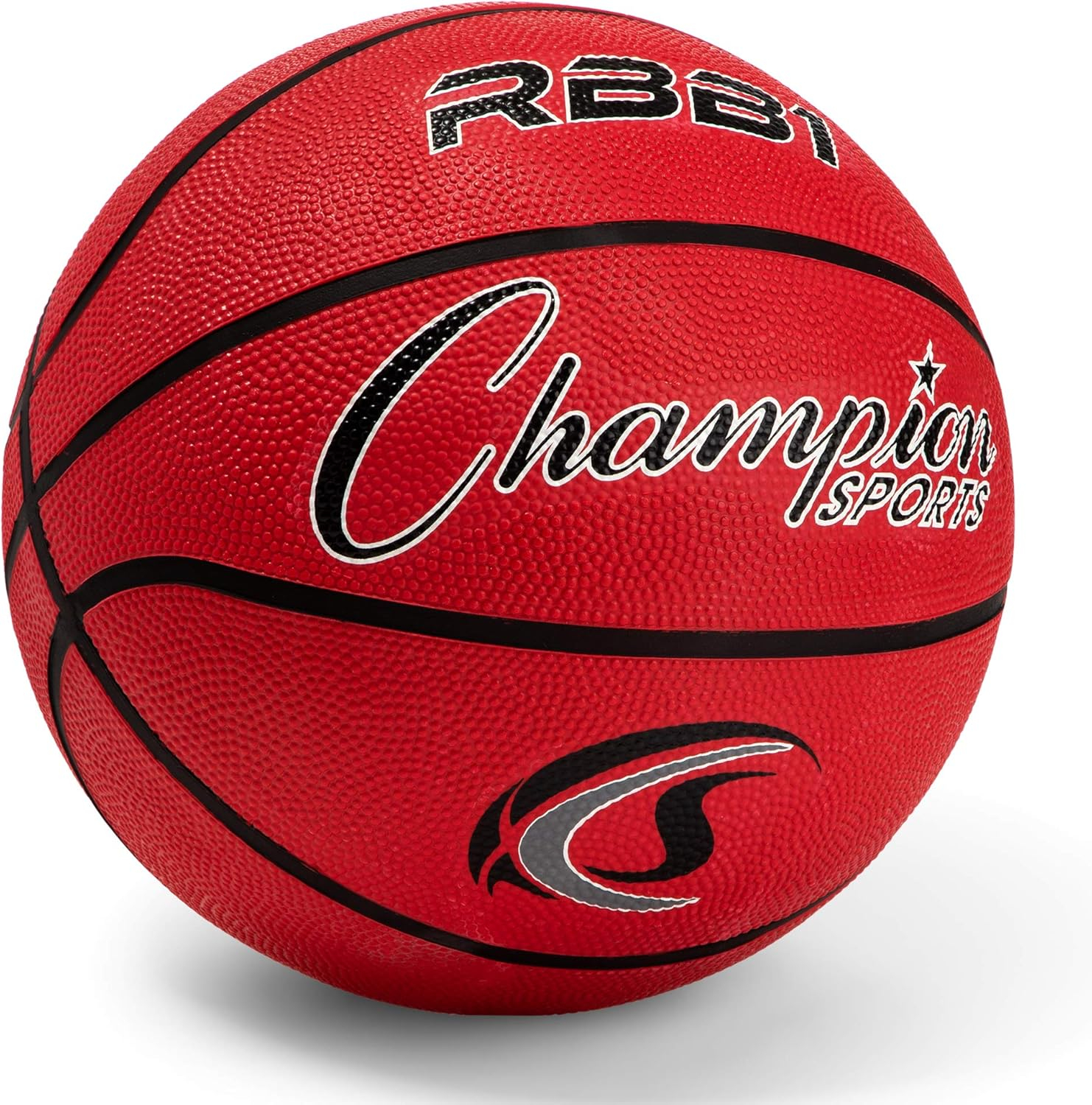 Champion Sports Rubber Official Basketball, Heavy Duty - Pro-Style Basketballs, Premium Basketball Equipment, Indoor Outdoor - Physical Education Supplies (Size 7, Red)