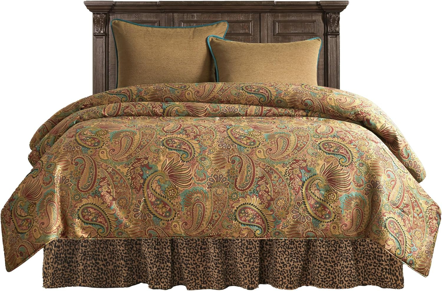 Full Leopard Print Cotton Comforter Set with Paisley Pattern