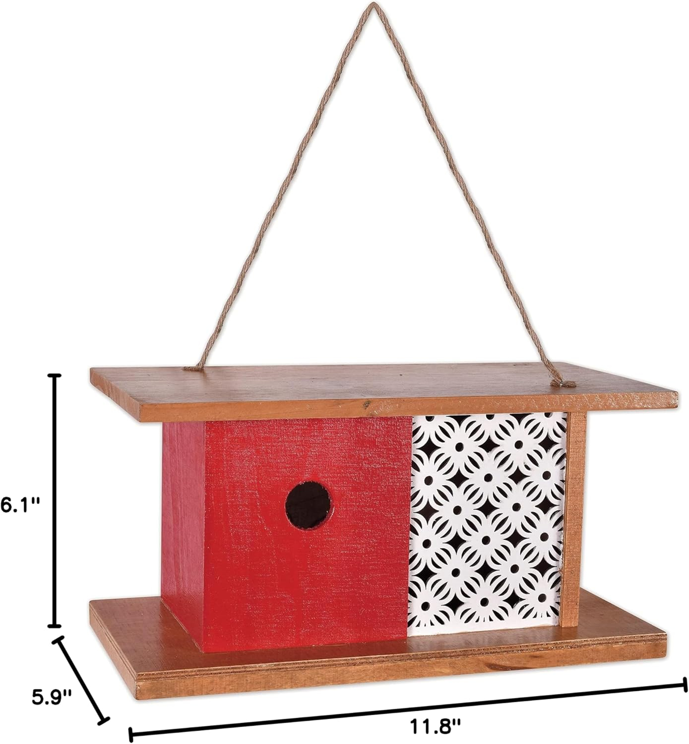 Red and White Wooden Mid-Century Modern Birdhouse