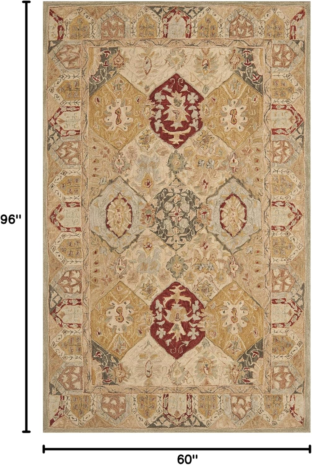 Anatolia AN530 Hand Tufted Area Rug  - Beige/Multi - 5'x8' - Safavieh.