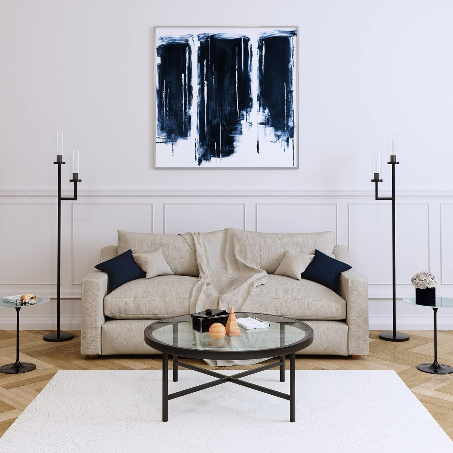 Evelyn&Zoe Xivil 36" Wide Round Coffee Table with Faux Marble Top in Blackened Bronze/Faux Marble