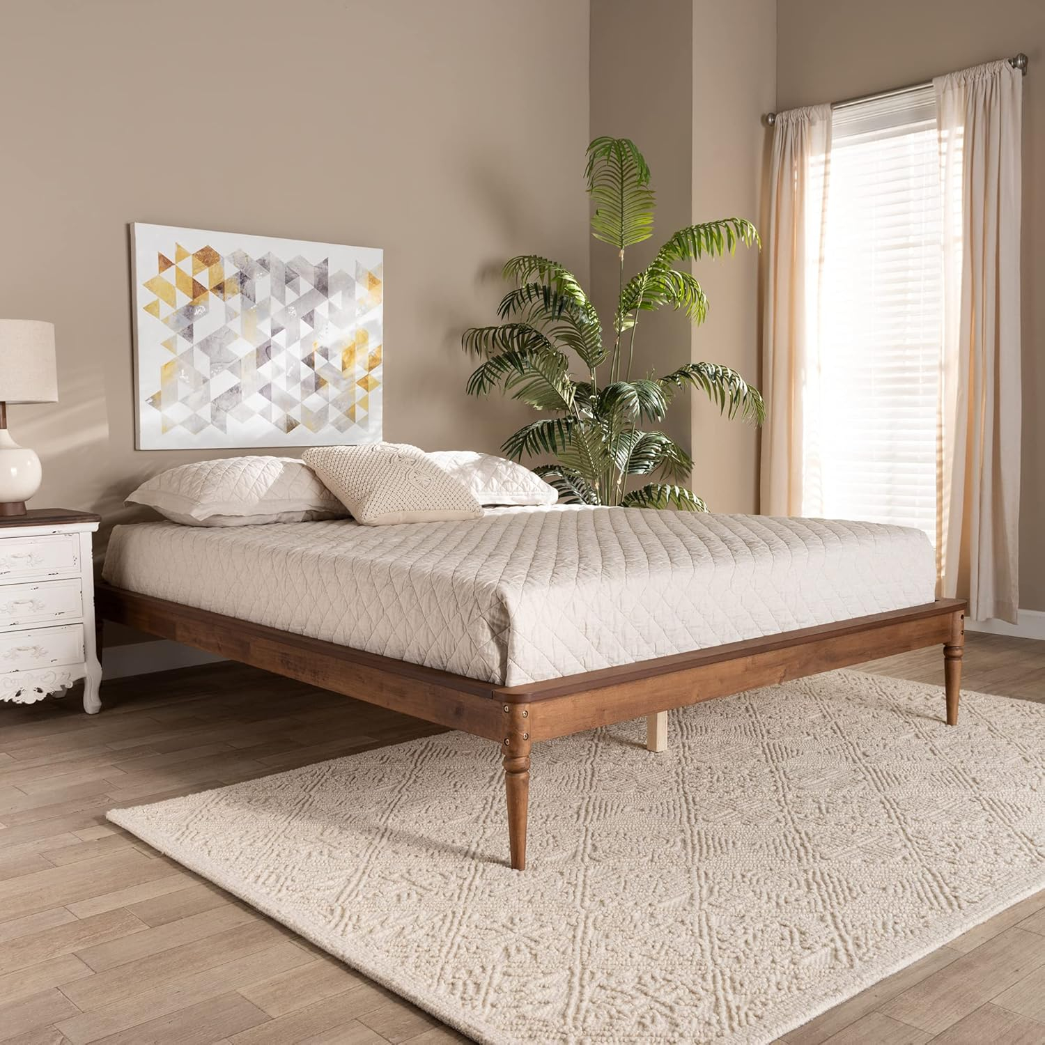 Baxton Studio Tallis Walnut Brown Finished Wood Queen Size Bed Frame