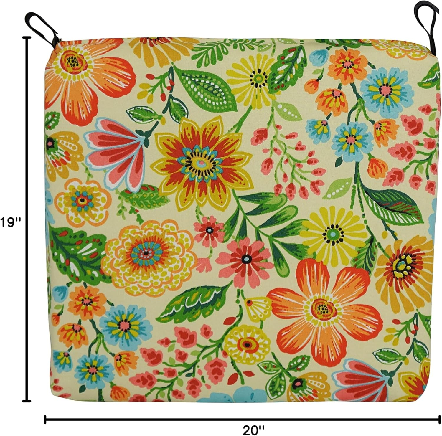 Blazing Needles  20 x 19 in. Patterned Outdoor Spun Polyester Chair Cushion, Gregoire Chamomile