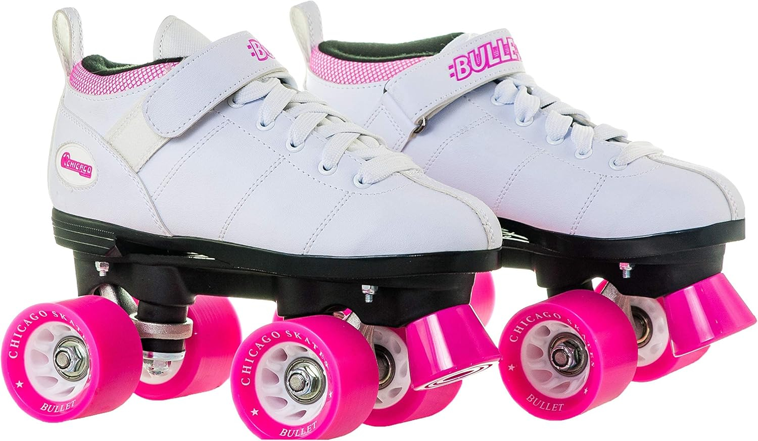 Chicago Ladies Bullet Speed Skates White Classic Quad Roller Skate, Size 9
