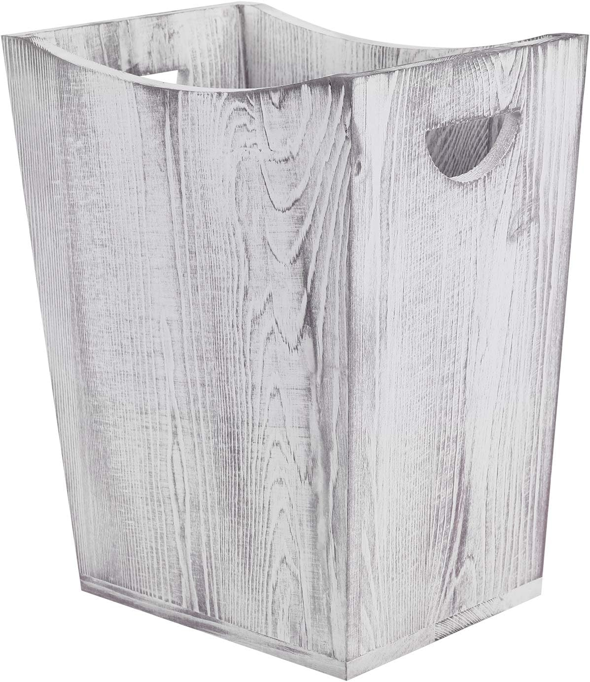 2-Gallon Farmhouse Style Wood Wastebaskets,Grayish-white