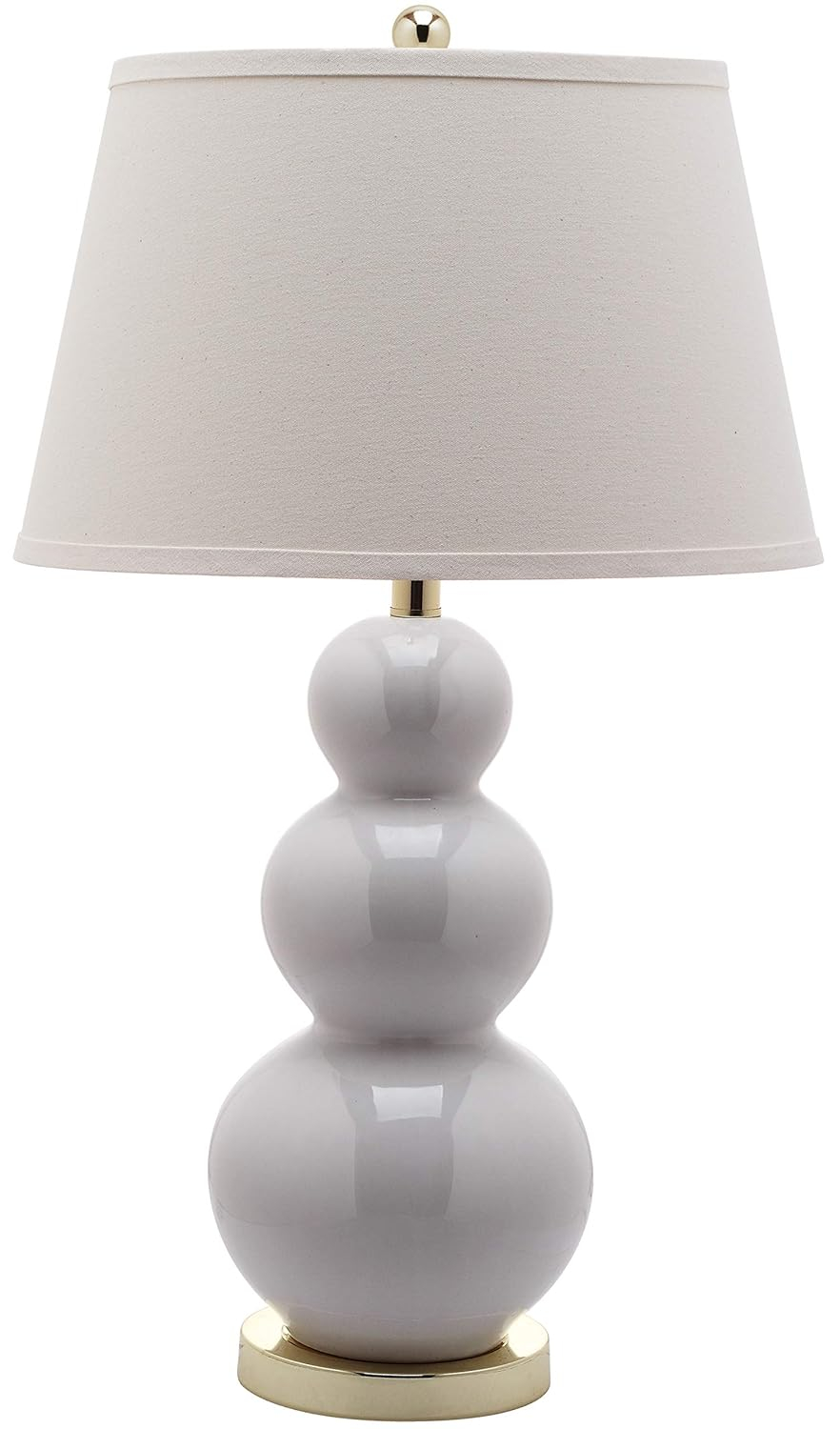 SAFAVIEH Lighting Collection Pamela Modern Contemporary White Triple Gourd Ceramic 27-inch Bedroom Living Room Home Office Desk Nightstand Table Lamp (LED Bulbs Included)