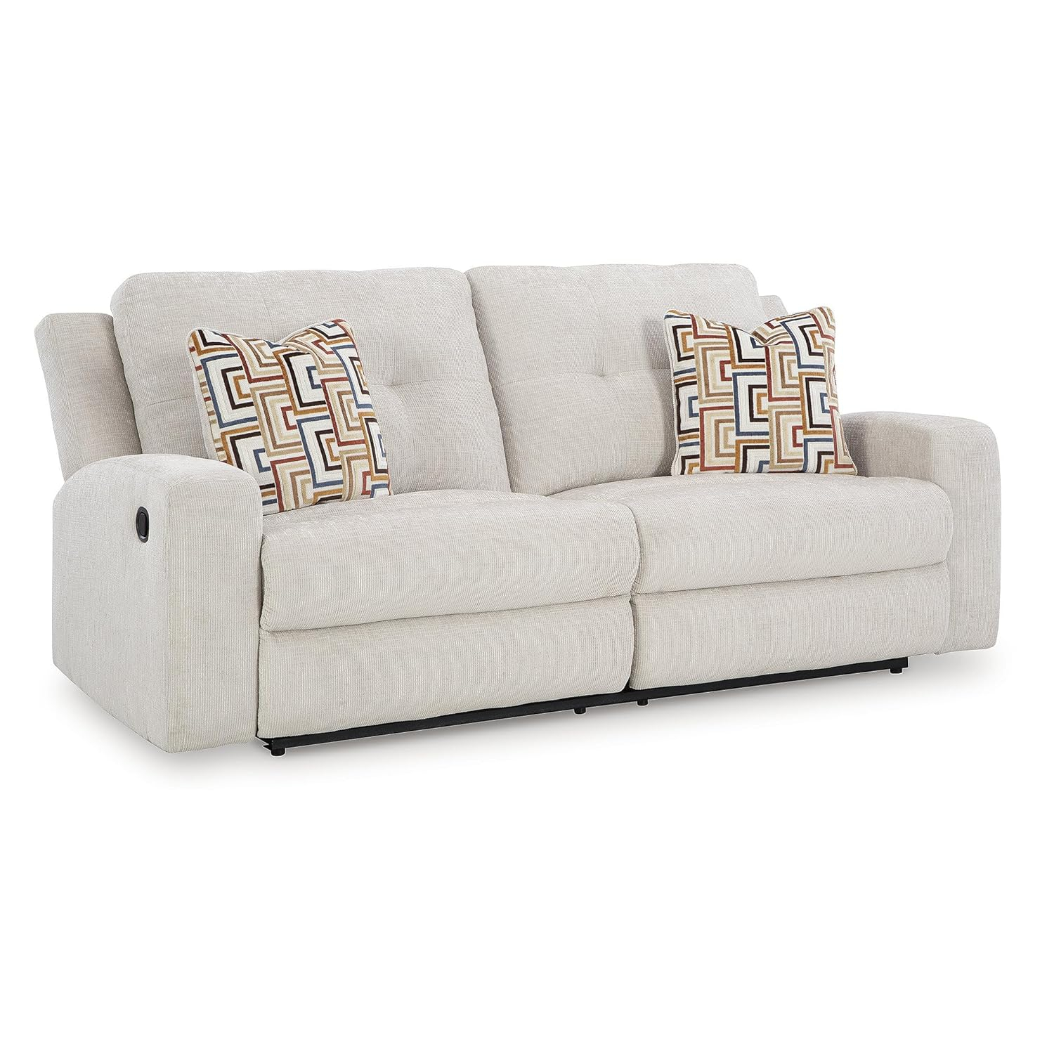 Stone Gray Tufted Fabric Manual Reclining Sofa with Track Arms