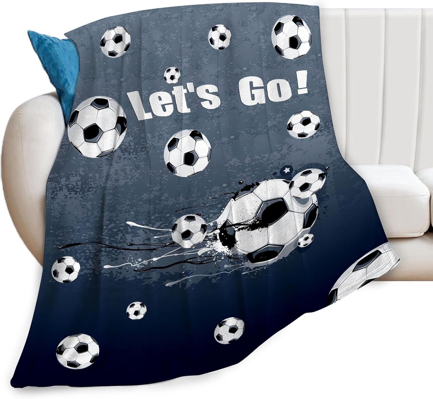 Soccer Blanket Soccer Ball Decor Throw Blanket Football Blanket Gifts for Girls Boys Soccer Lover Winter Bedding Super Warm Soft Plush Lightweight Fleece Flannel Blanket for Kids Men Women 50"X40"