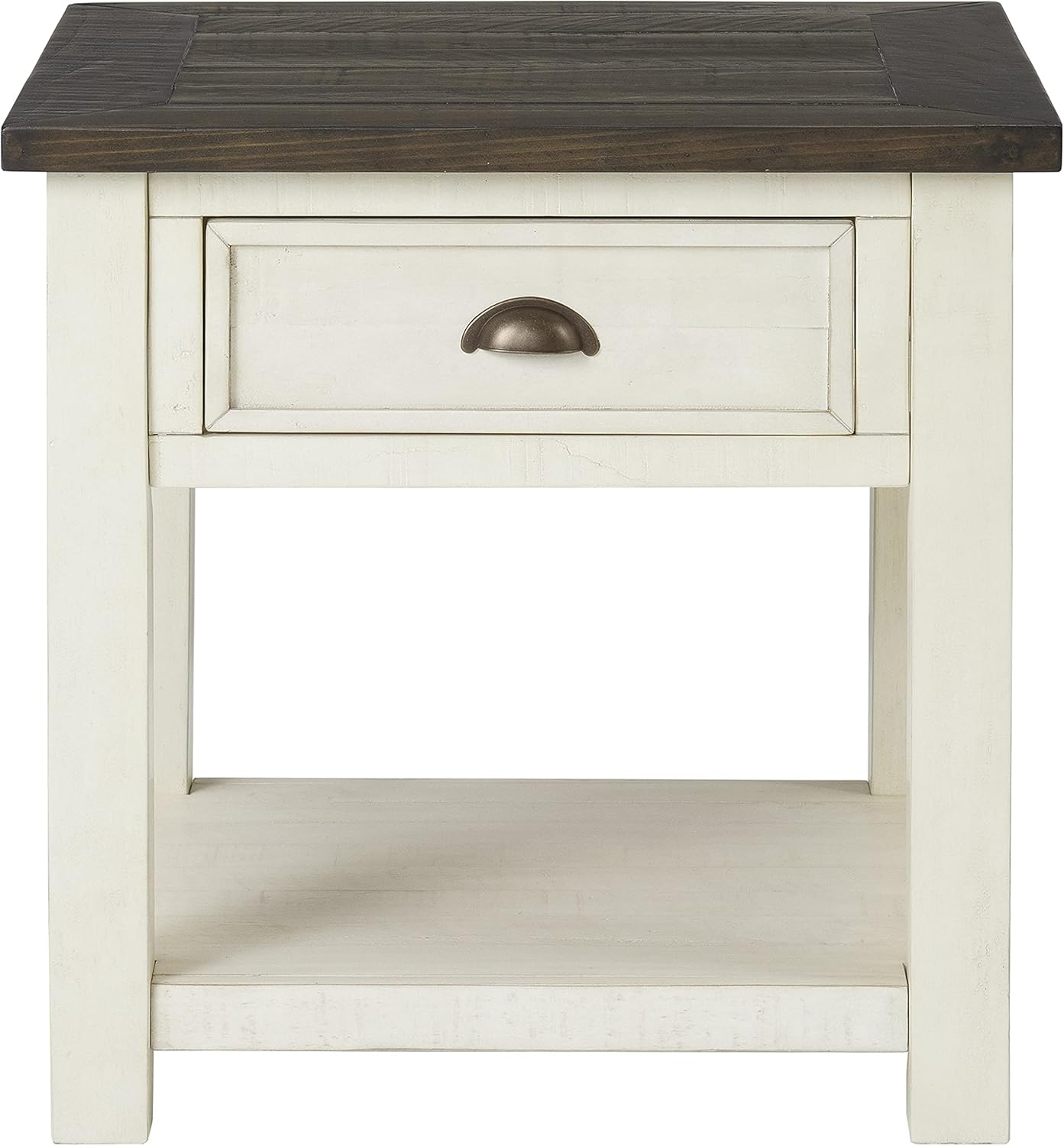 Martin Svensson Home Monterey End Table, Cream White and Brown