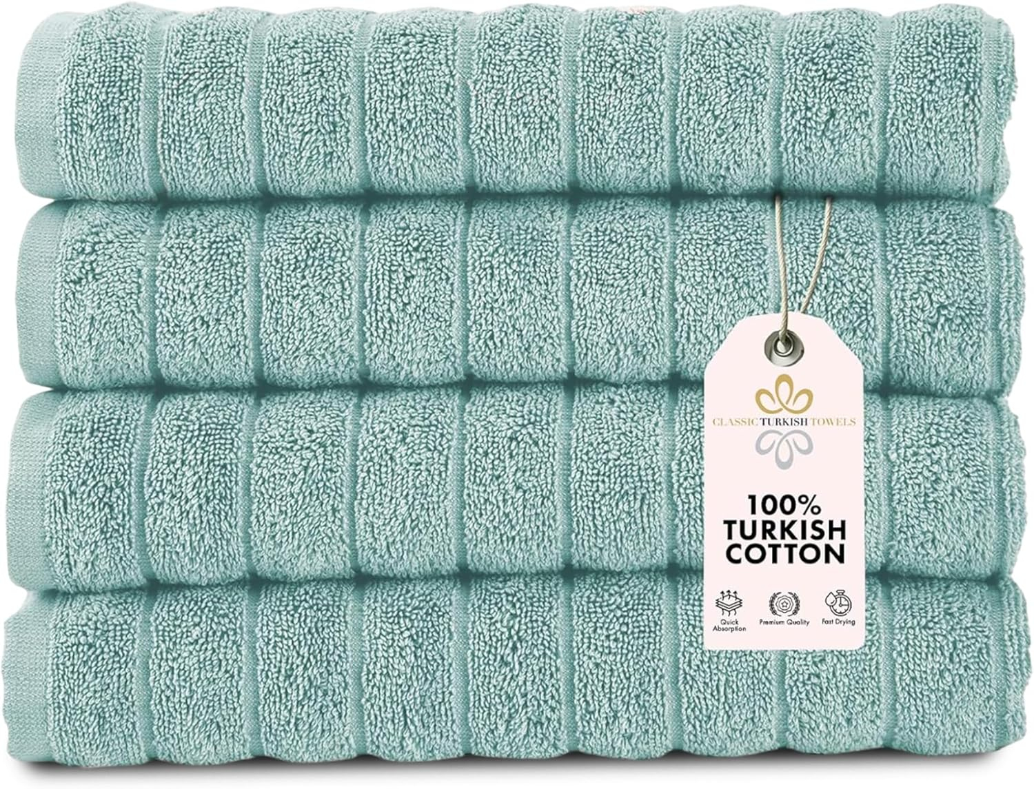 Spa Green Turkish Cotton Hand Towels Set of 4