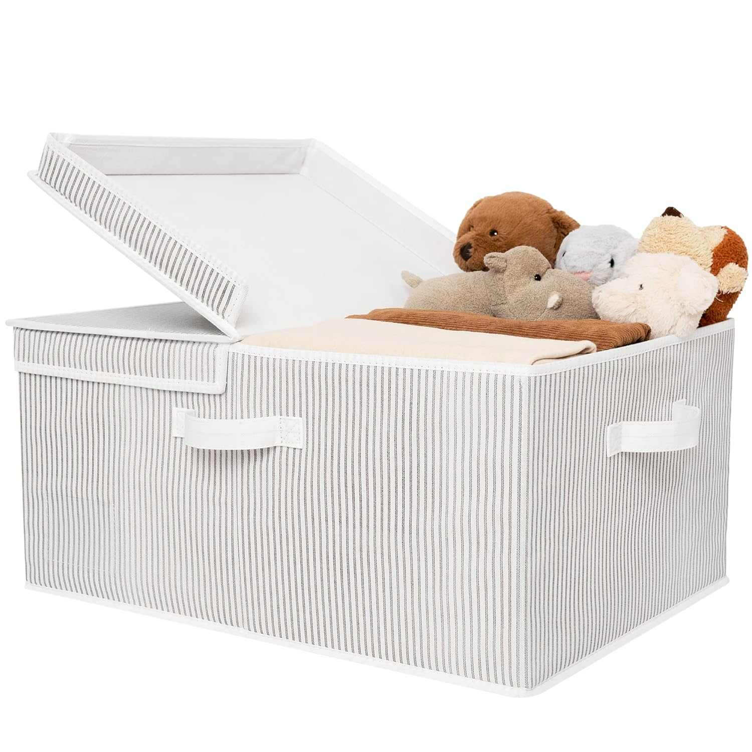 GRANNY SAYS Fabric Storage Bin with Lid, Decorative Storage Box, Extra Large Storage Baskets, Closet Organizer, Gray, 1-Pack