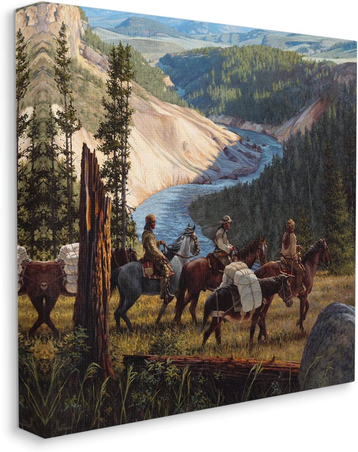 Stupell Industries Yellowstone Equestrian Landscape Animals & Insects Painting Gallery Wrapped Canvas Print Wall Art