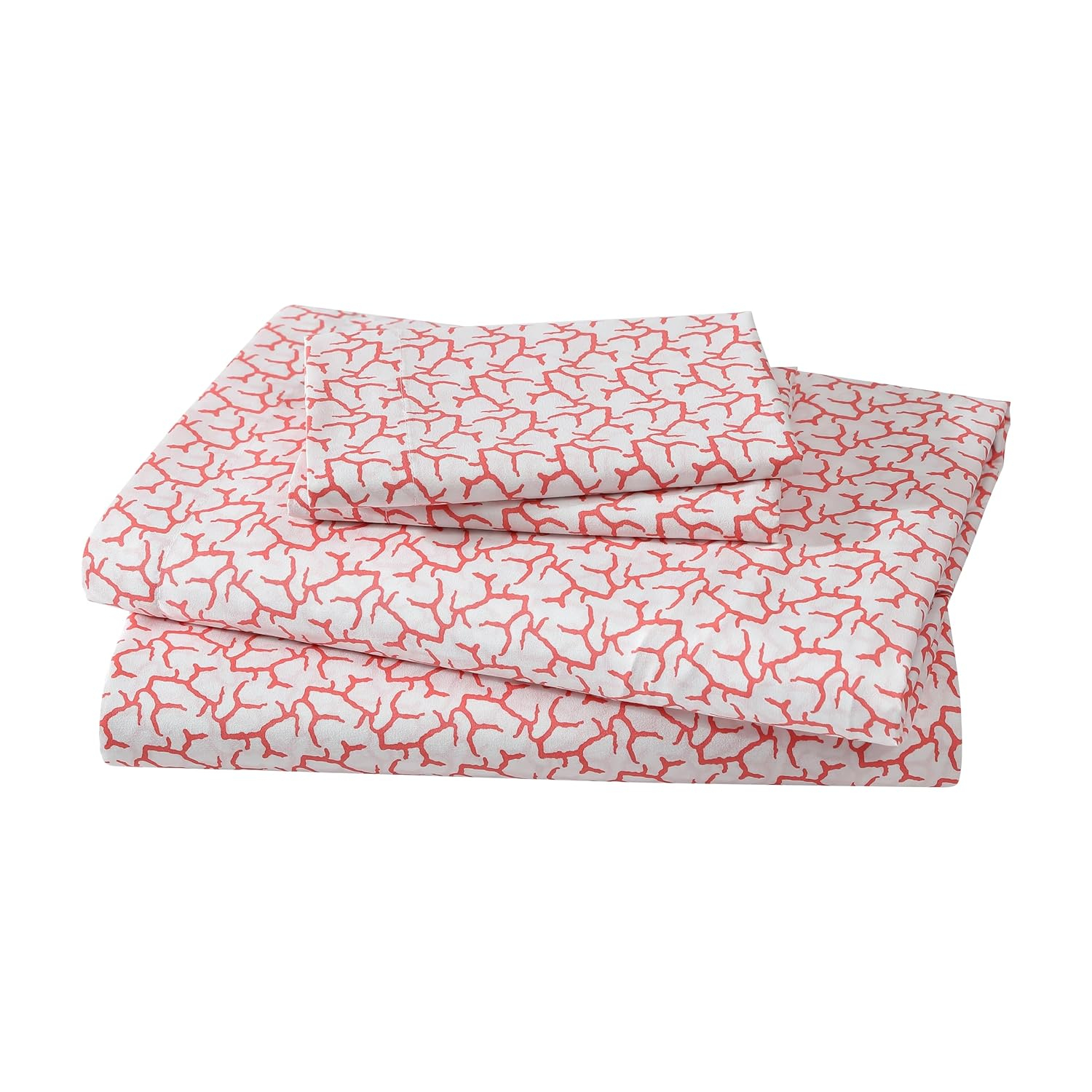 Coastal Print Microfiber Sheet Set, Full, Burnt Coral