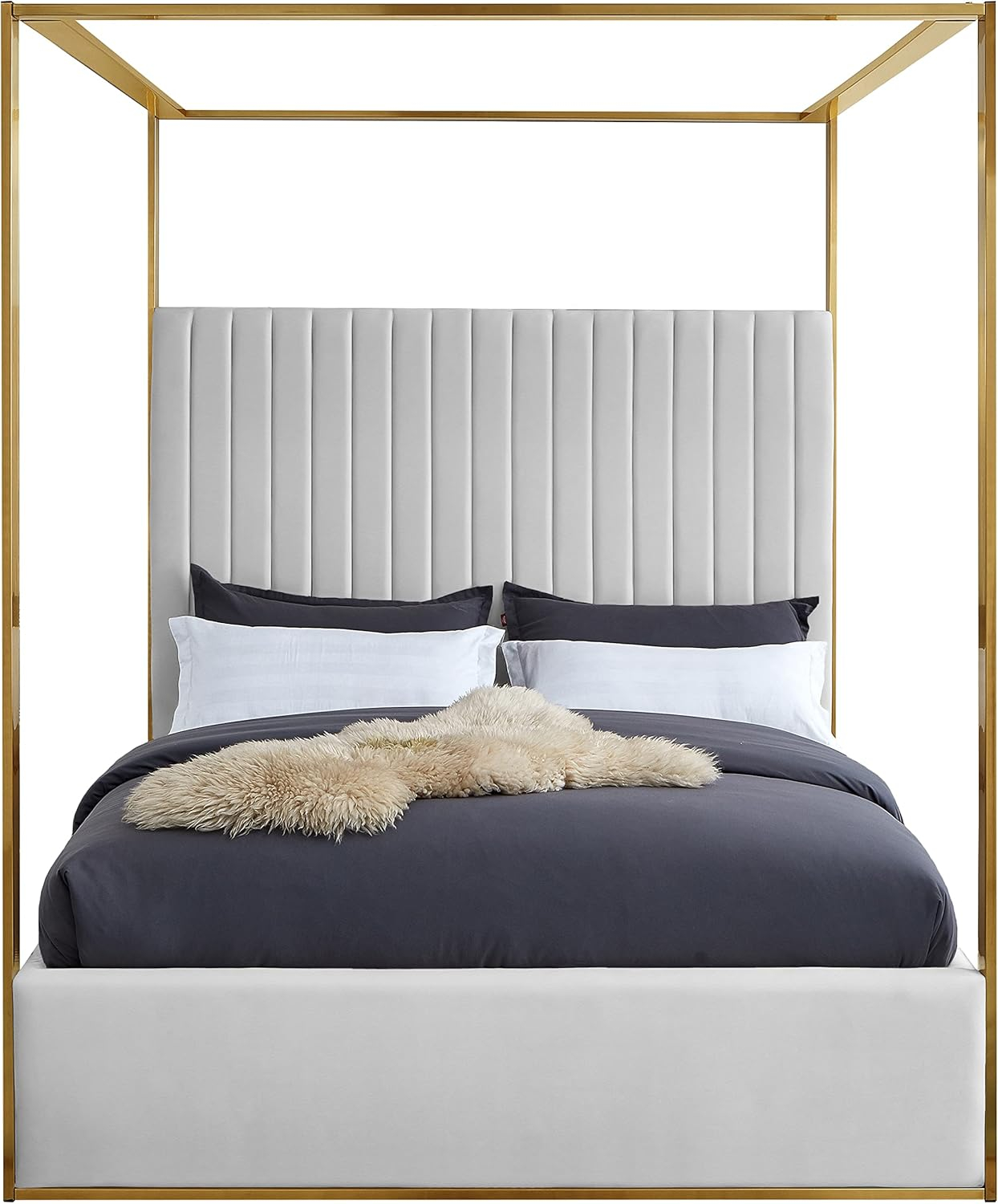 Meridian Furniture Jones White Vegan Leather Queen Bed
