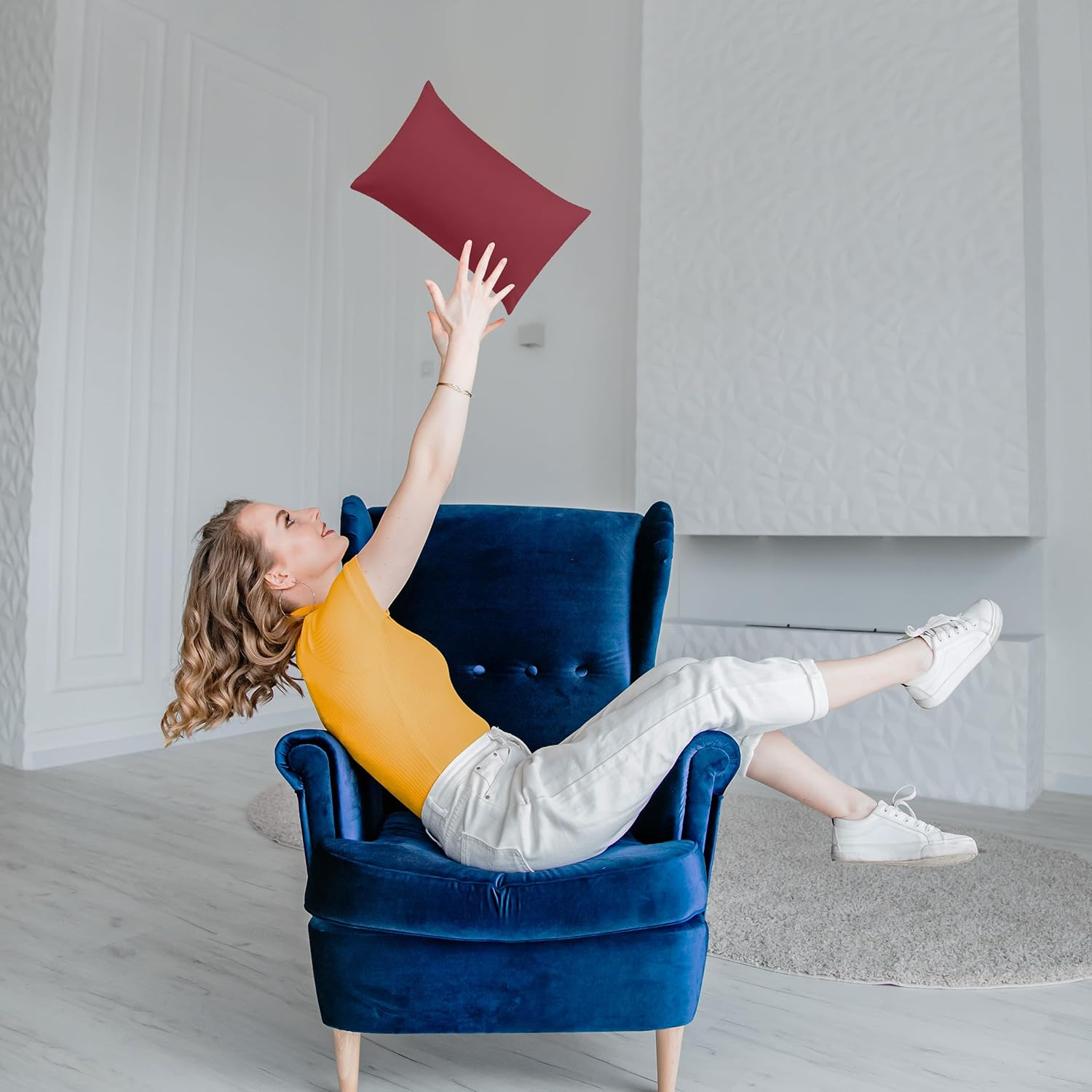 Utopia Bedding Throw Pillows Insert (Pack of 2, Wine Red) - 12 x 20 Inches Bed and Couch Pillows - Indoor Decorative Pillow