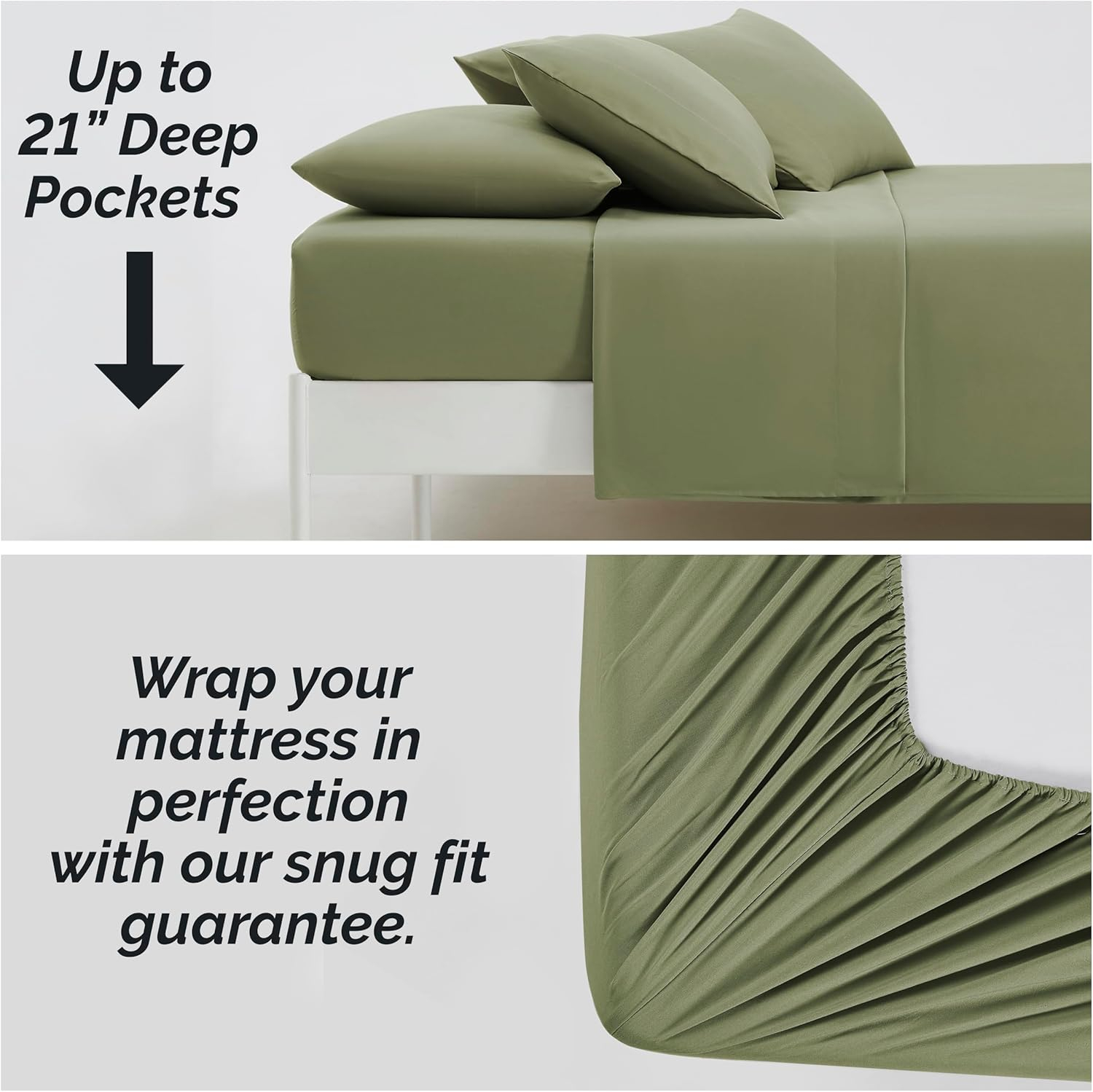 Sage Green Queen Microfiber Deep Pocket Sheet Set