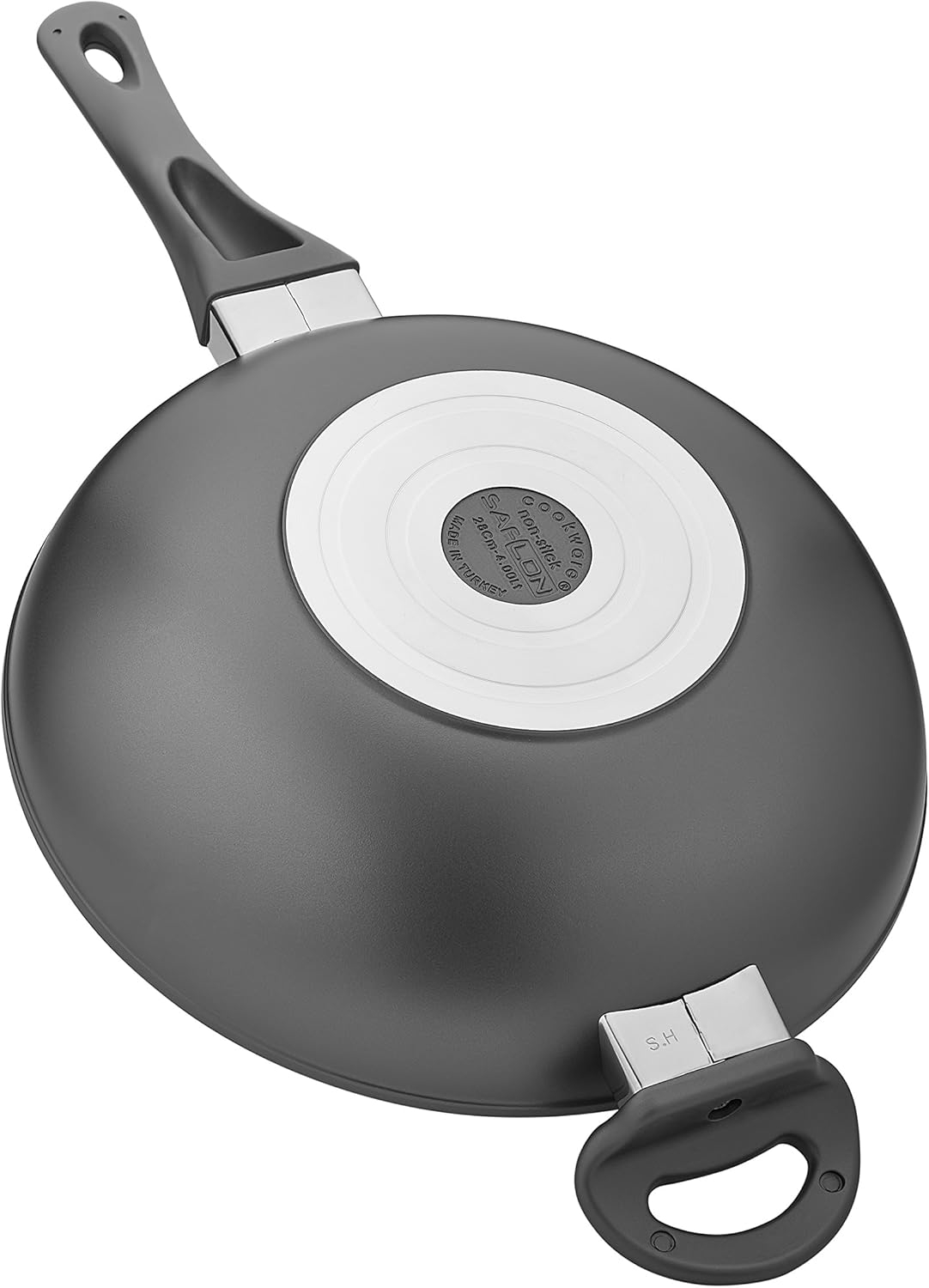 Titanium Nonstick 11 Inch Wok and Stir Fry Pan with Glass Lid Forged Aluminum with PFOA Free Scratch Resistant (Gray)