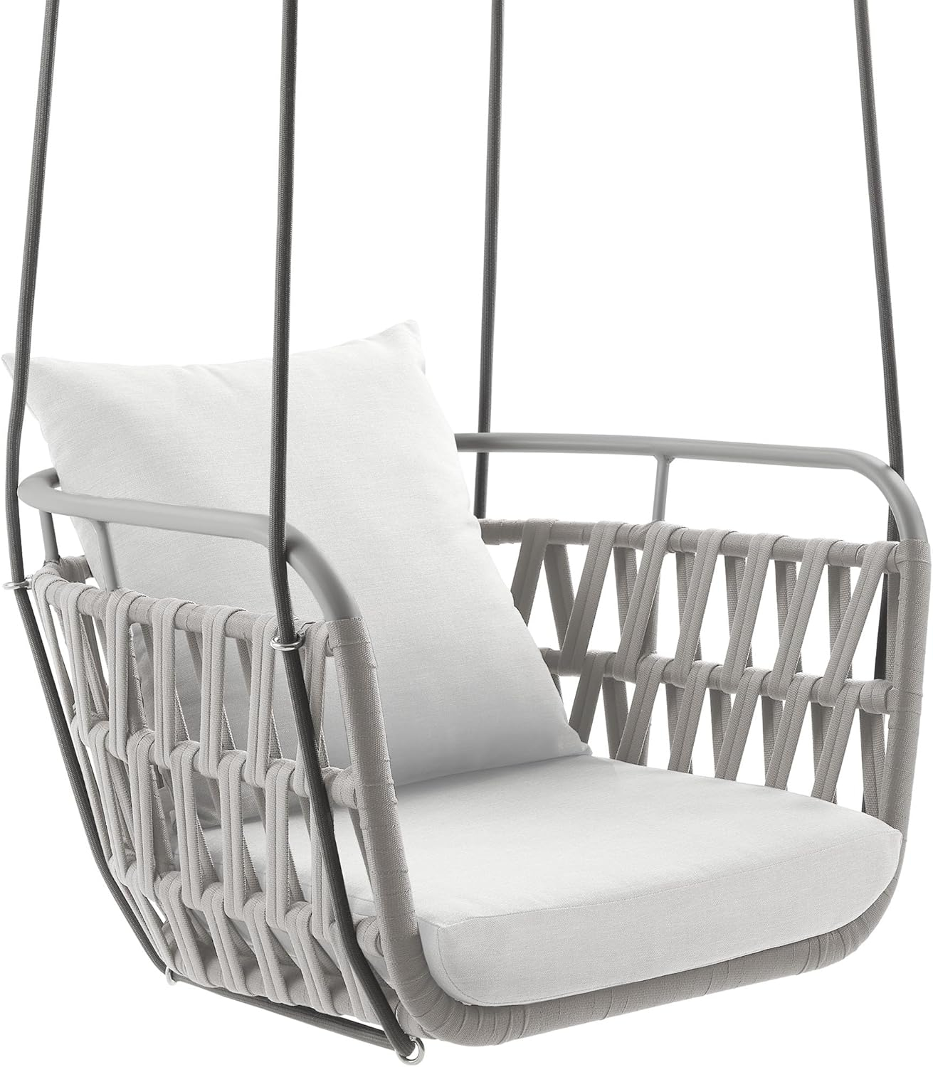 Modway Kaliah Outdoor Patio Aluminum Swing Chair in Light Gray White