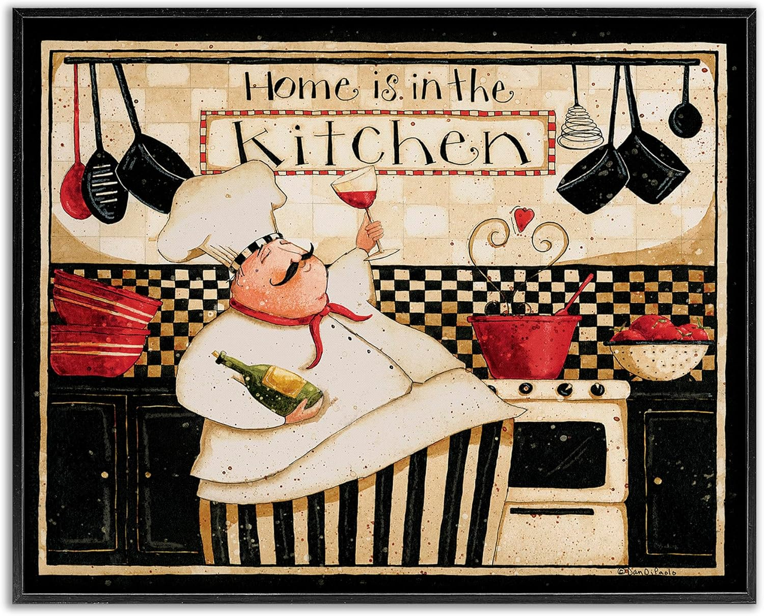 Ebony Framed Abstract Chef Canvas Print, 20" x 16"