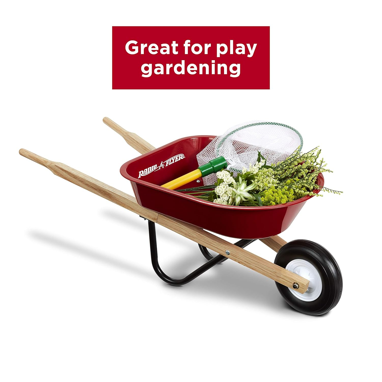 Wagon for Kids, Rolling Cart, Garden Cart on Wheels, Baby Wagon, Radio Flyer Kid's Wheelbarrow, Red, for Ages 3+ Years
