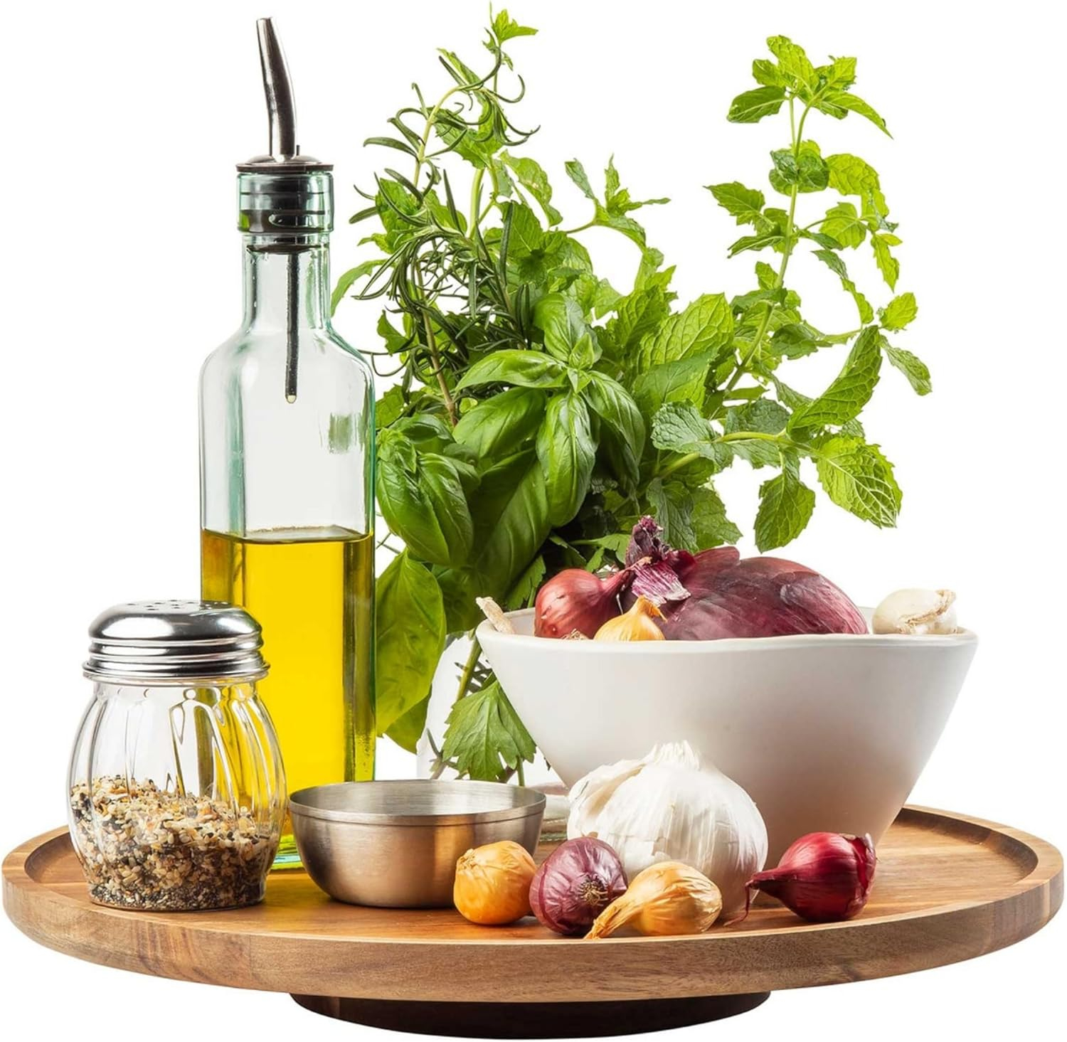 Acacia Wood Round Lazy Susan Food Display, 18" Brown