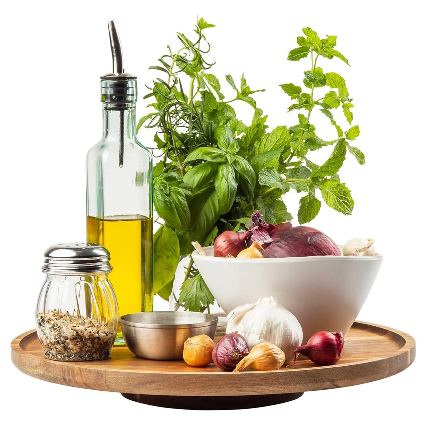 Acacia Wood Round Lazy Susan Food Display, 18" Brown