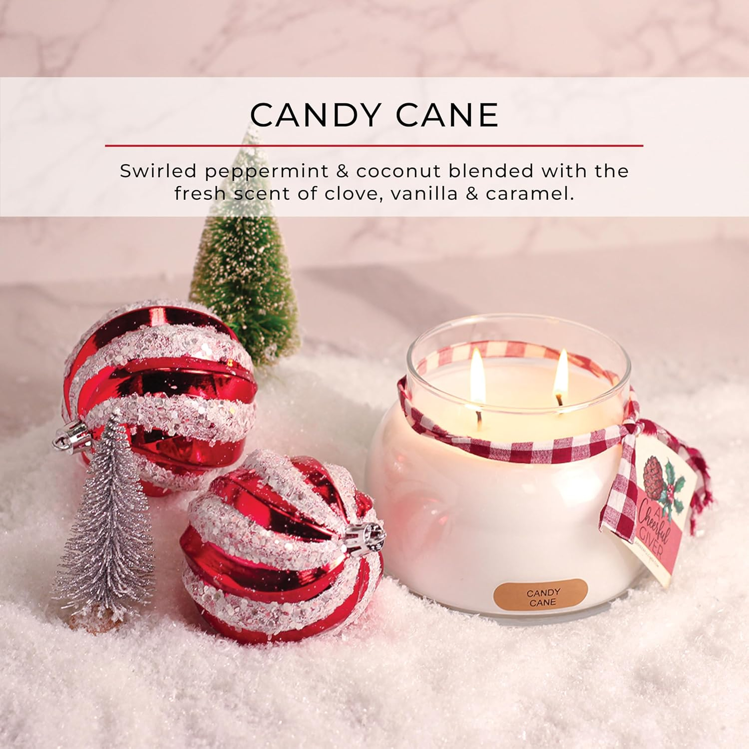 A Cheerful Giver - Candy Cane - 22oz Mama Scented Candle Jar with Lid - Keepers of The Light - 125 Hours of Burn Time, Gift for Women, Red
