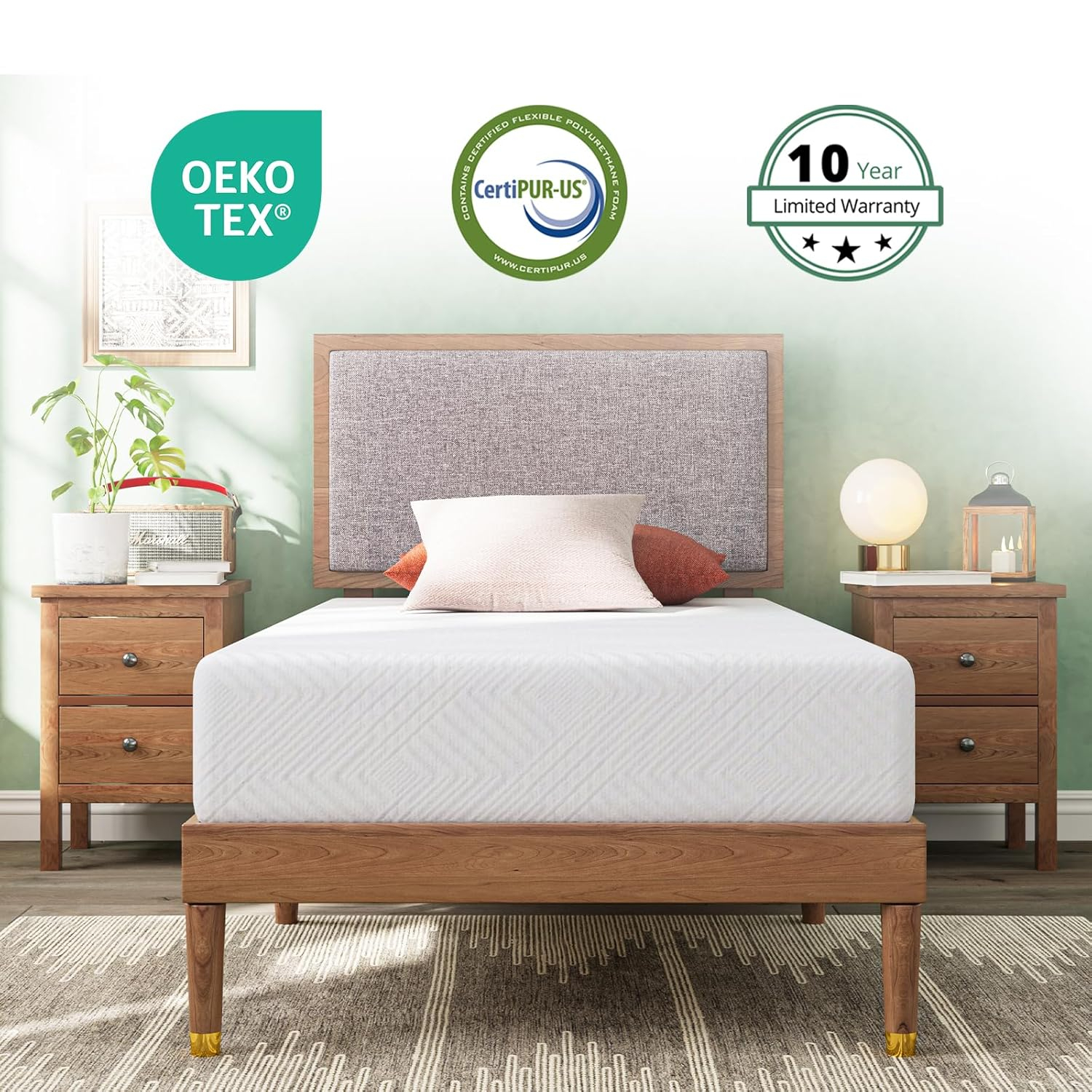 Twin Mattress - 6 Inch Green Tea Memory Foam Mattress- Twin Mattresses in a Box - CertiPUR-US Certified Fiberglass Free - Gel Layer - Medium Firm - 75" x 38"