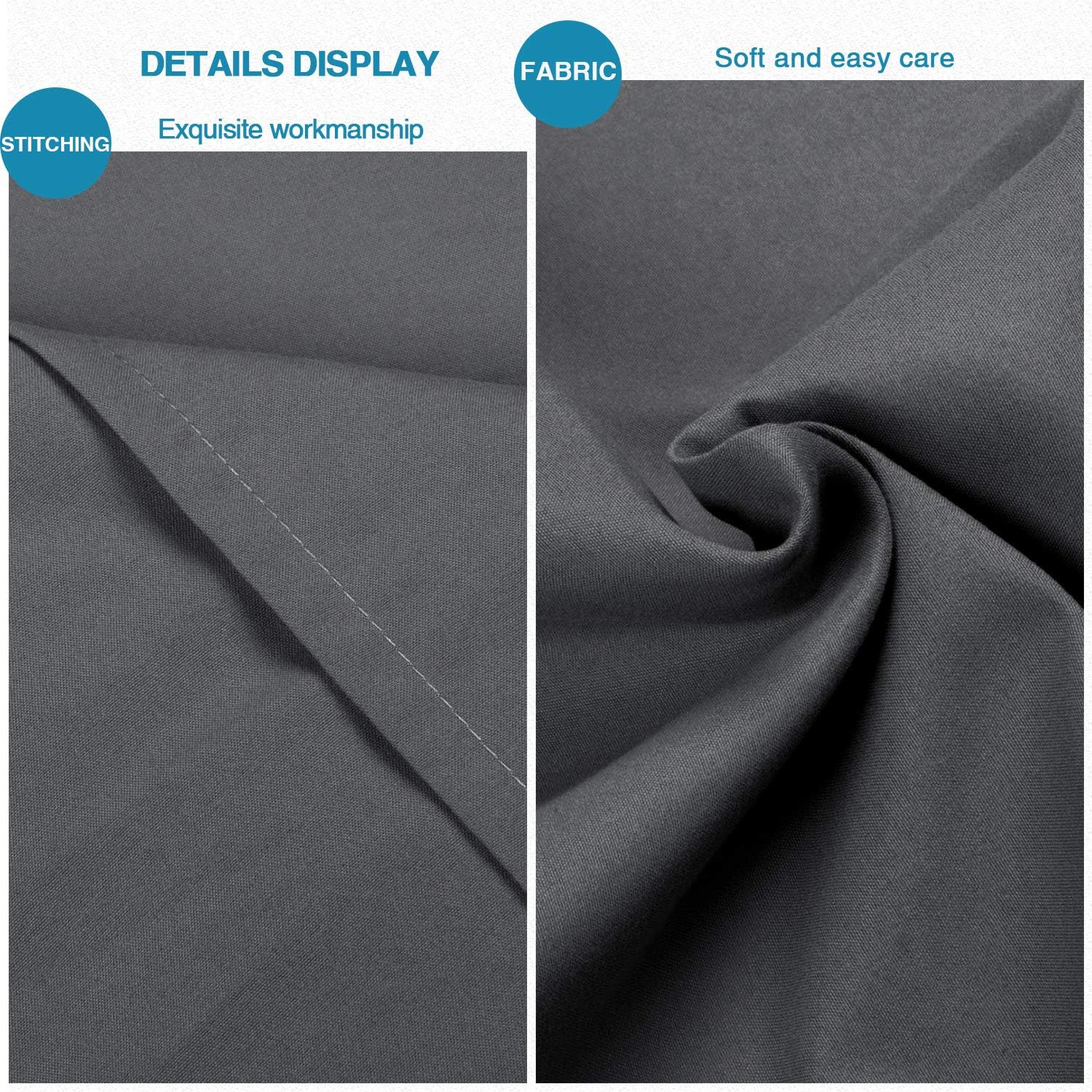 Flxxie Ultra Soft Microfiber Pillow Shams Set of 2, King 20" x 36", Dark Gray