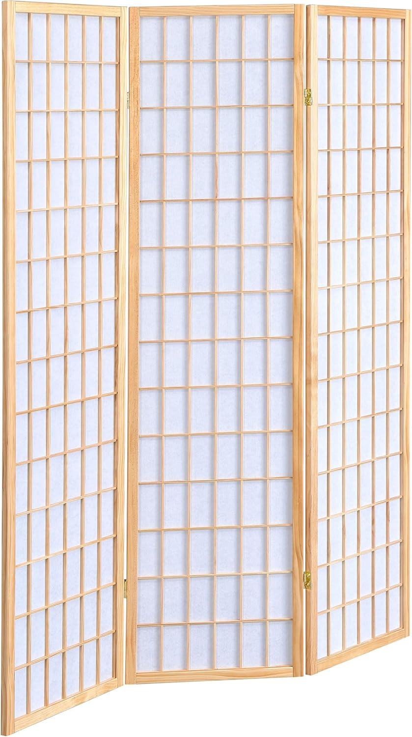 Gold and White 3-Panel Shoji Folding Room Divider